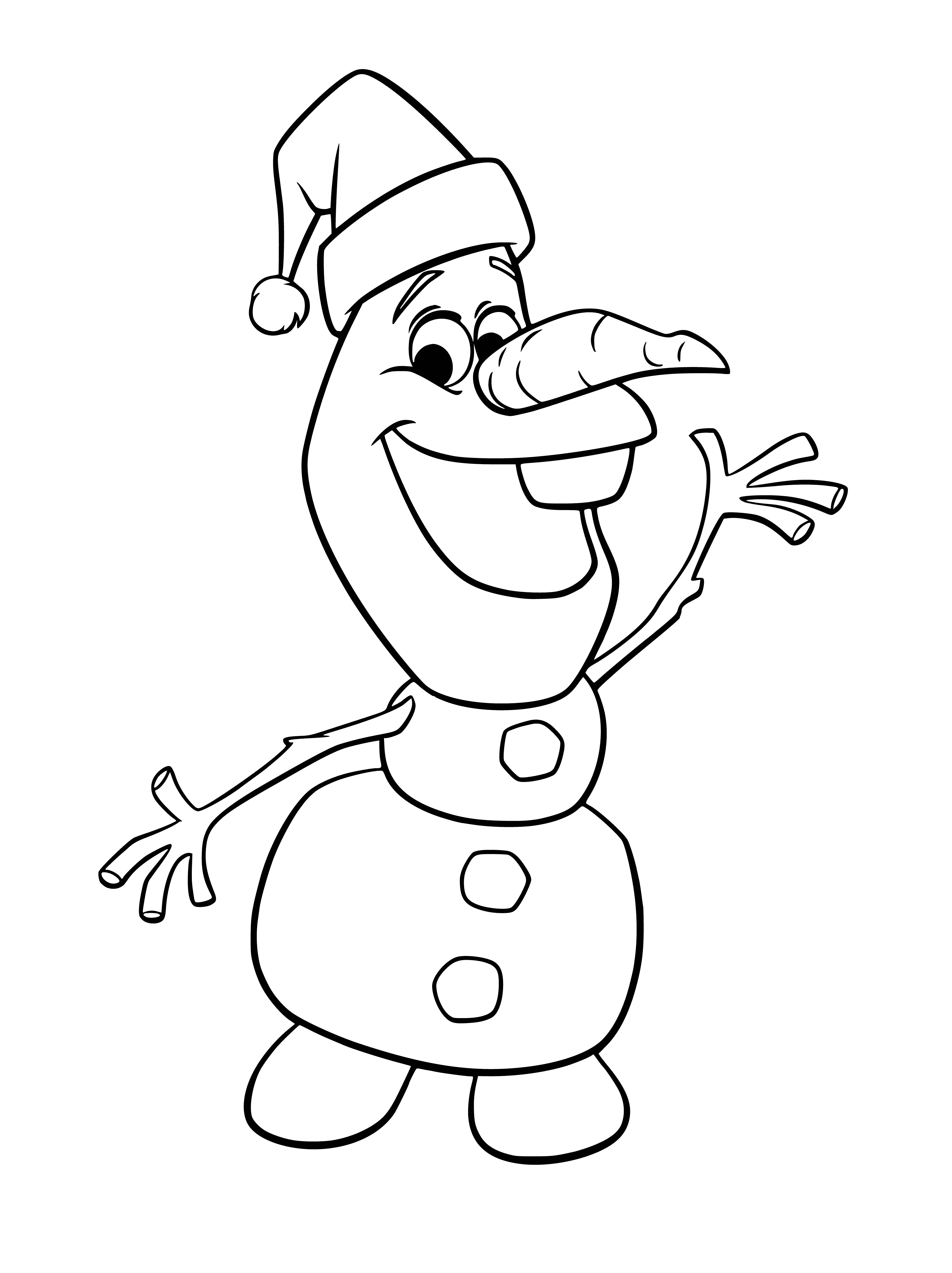 coloring page: Disney Characters have a New Year's celebration - Snowman Olaf is surrounded by friends, happy to ring in the New Year! #Disney #NewYearsEve