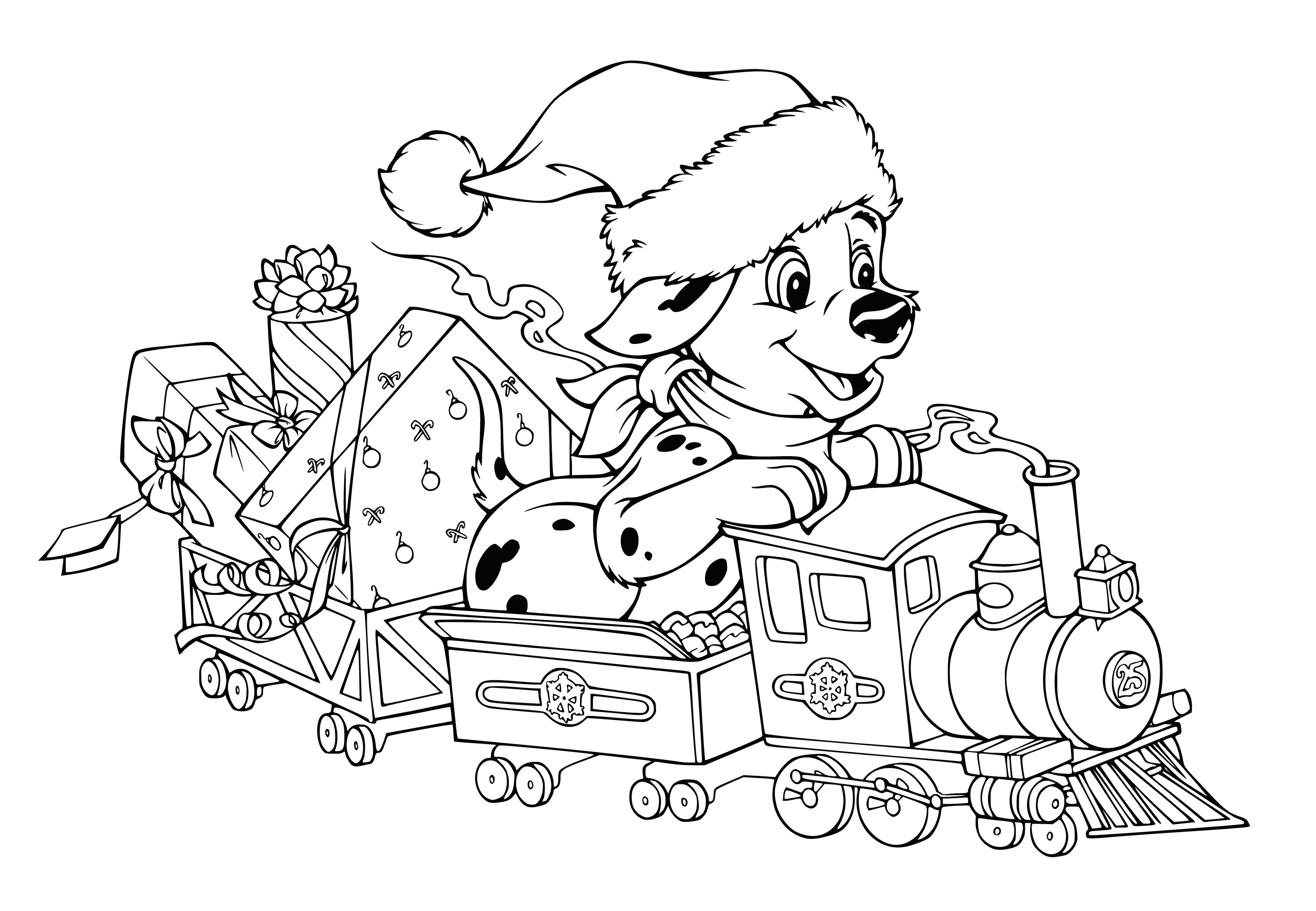 Disney characters celebrate New Year on a train w/ gifts, eagerly awaiting the coming year!