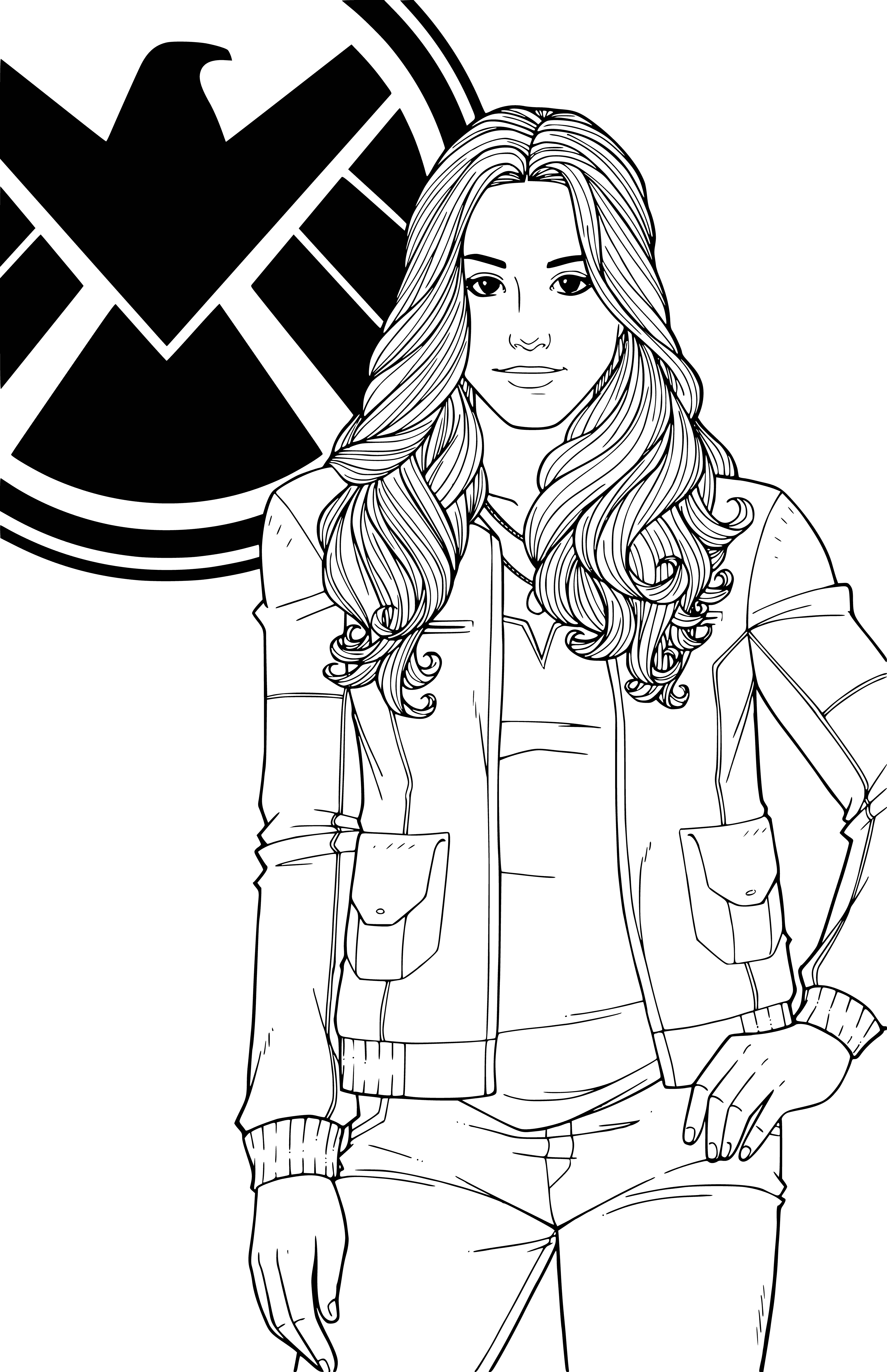 coloring page: Daisy Johnson (Chloe Bennet), an American S.H.I.E.L.D. agent with martial arts and earthquake powers, also known as Quake.