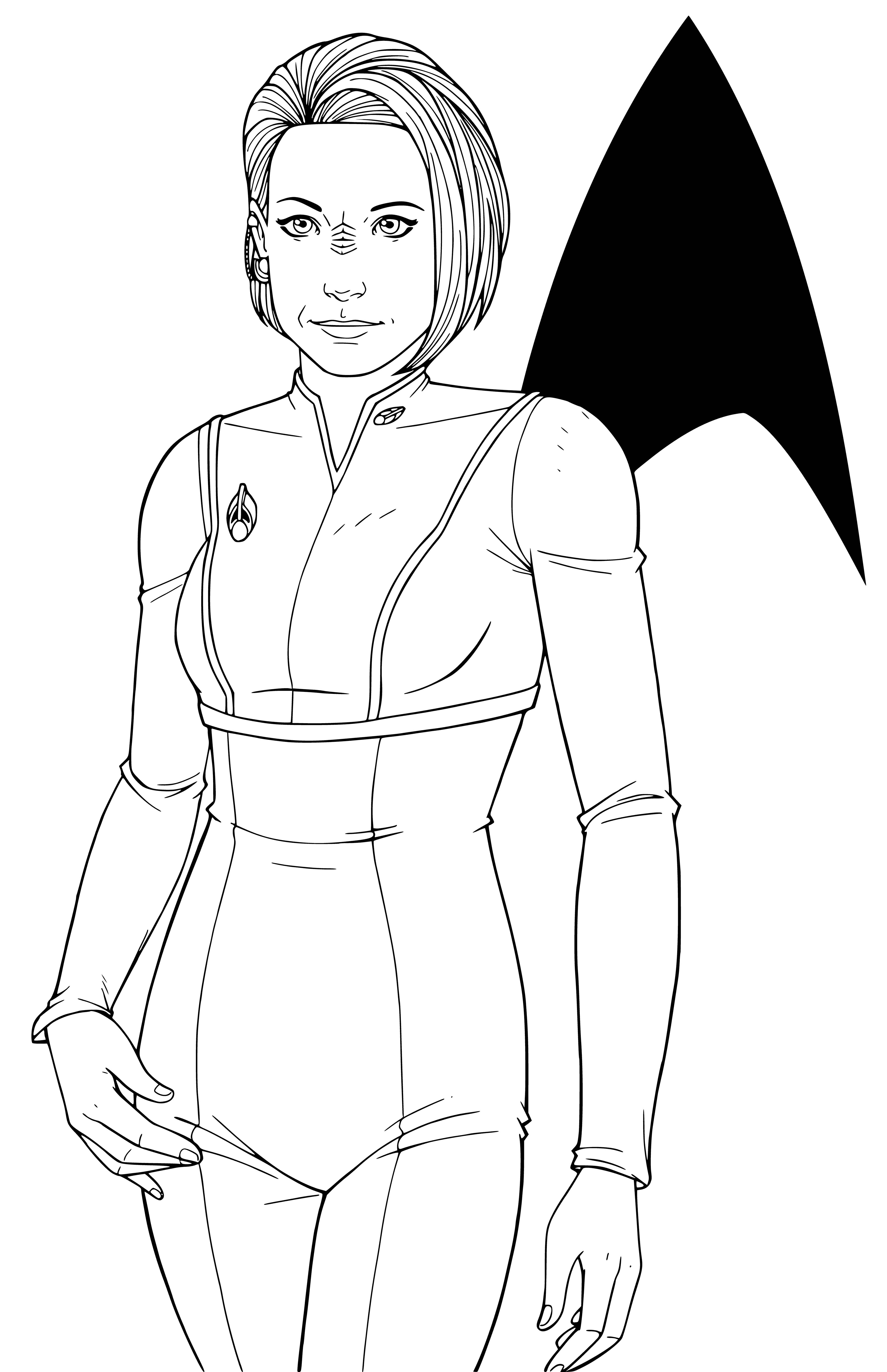 coloring page: Kira Neris is a powerful superhero who fights evil. She has super strength, speed, and agility, and is a fearless leader ready to fight for justice.