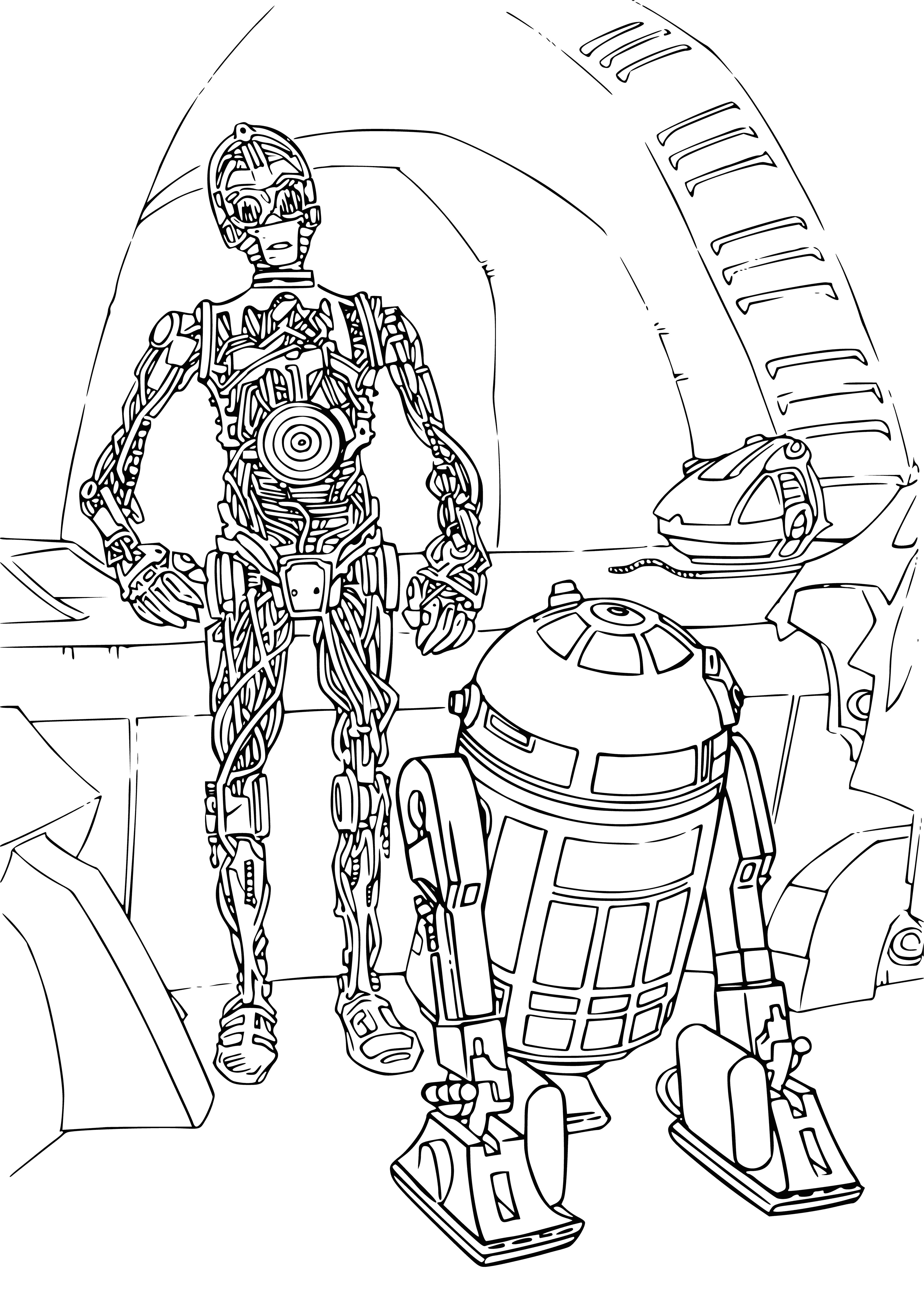 Si-Tripio and R2-D2 coloring page