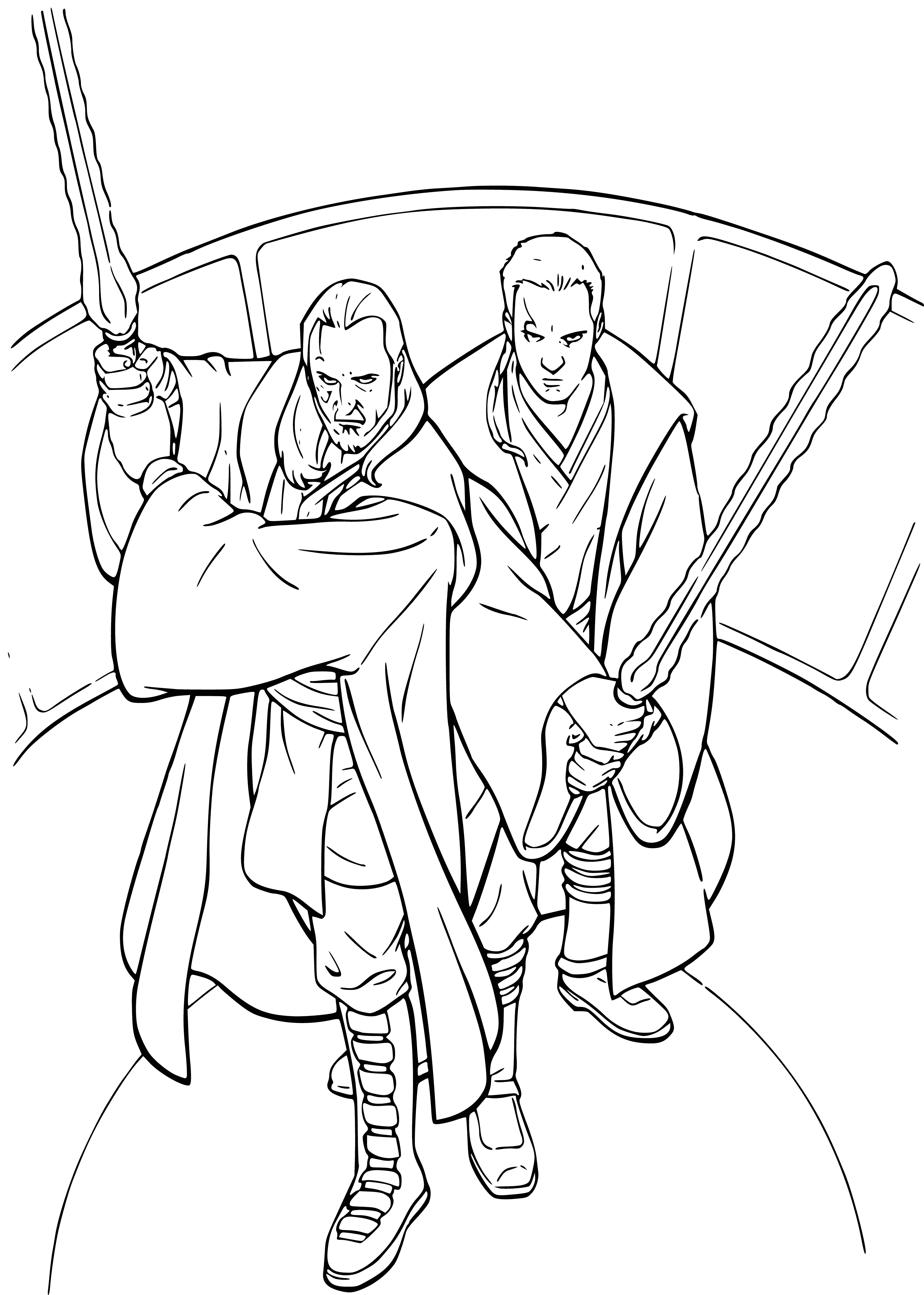 coloring page: "Star Wars: Episode I - The Phantom Menace", a 1999 film by George Lucas, is the 4th in the saga following a Republic's struggle against the Trade Federation & Darth Sidious.