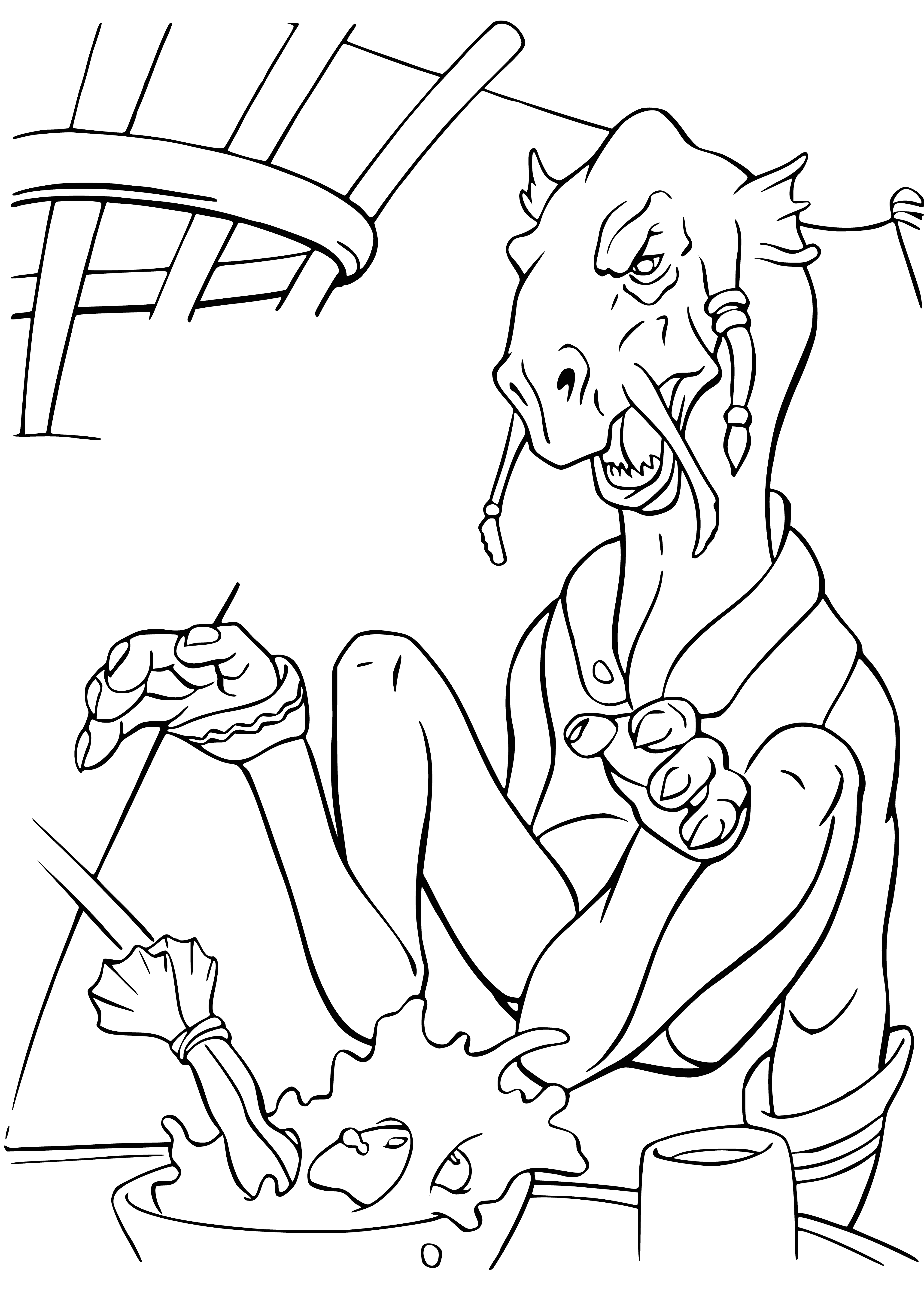 coloring page: Sebulba is a cunning and aggressive pod racer from Malastare, known for his rivalry with Anakin Skywalker and his dirty tactics on the track.