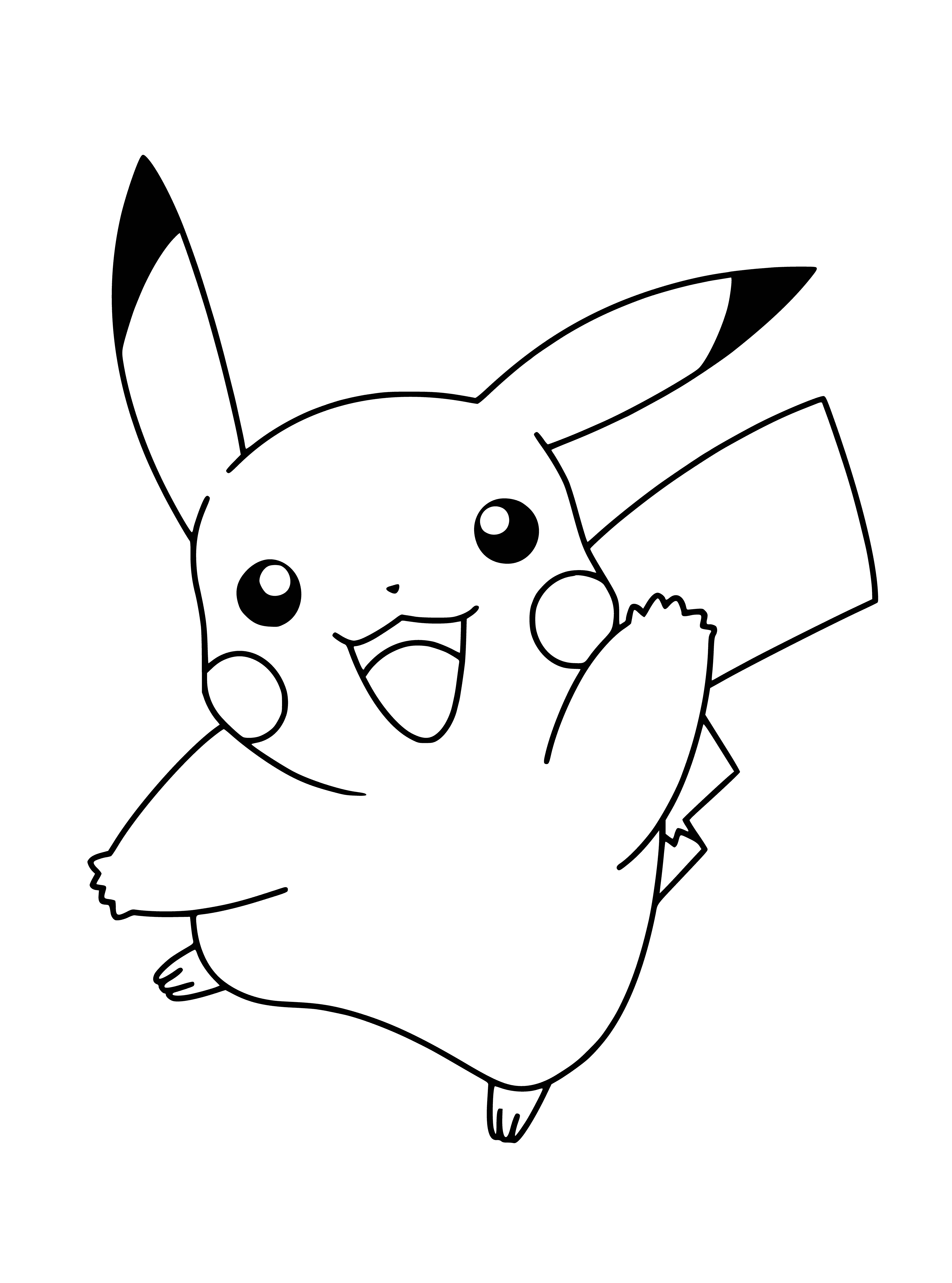 coloring page: Pikachu is a popular yellow creature from Pokemon with pointy ears, red cheeks, and a curly tail. #Pokemon #Pikachu