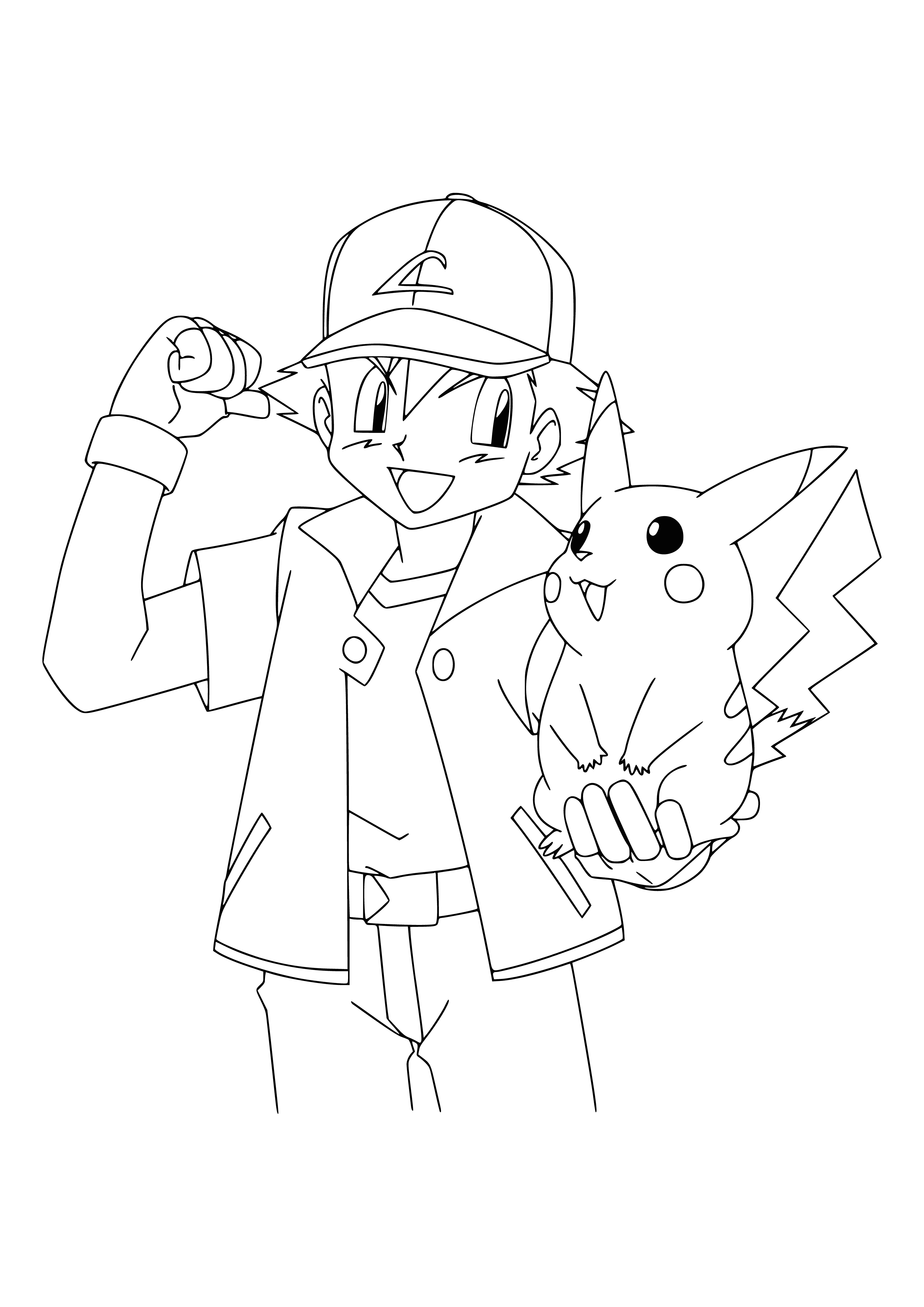 Ash and Pikachu coloring page