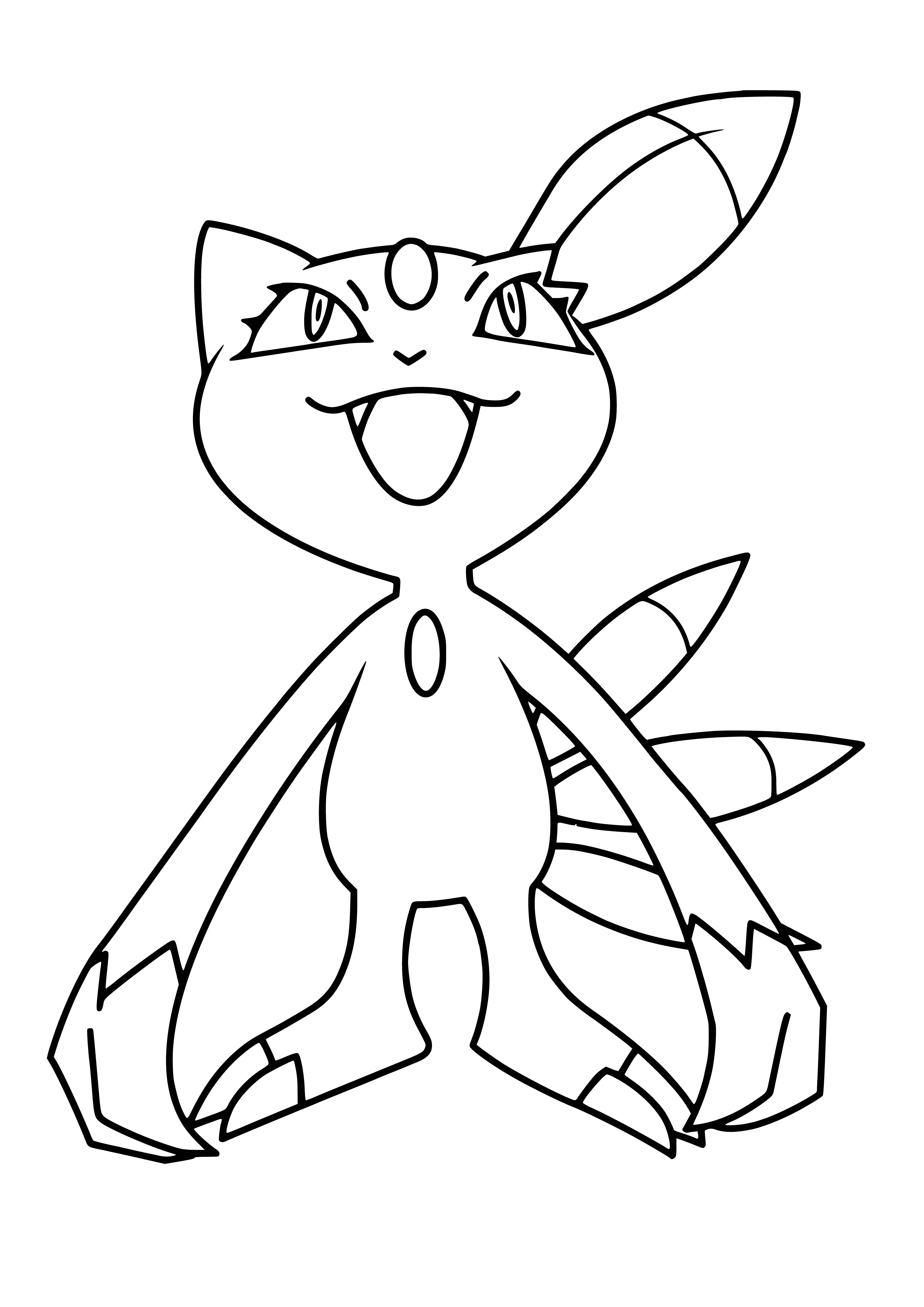 coloring page: Sneasel is a dark furred, resourceful, and agile Pokemon with a sinister gleam in its eyes. It fights with its claws and teeth, often using devious tactics to gain the advantage.