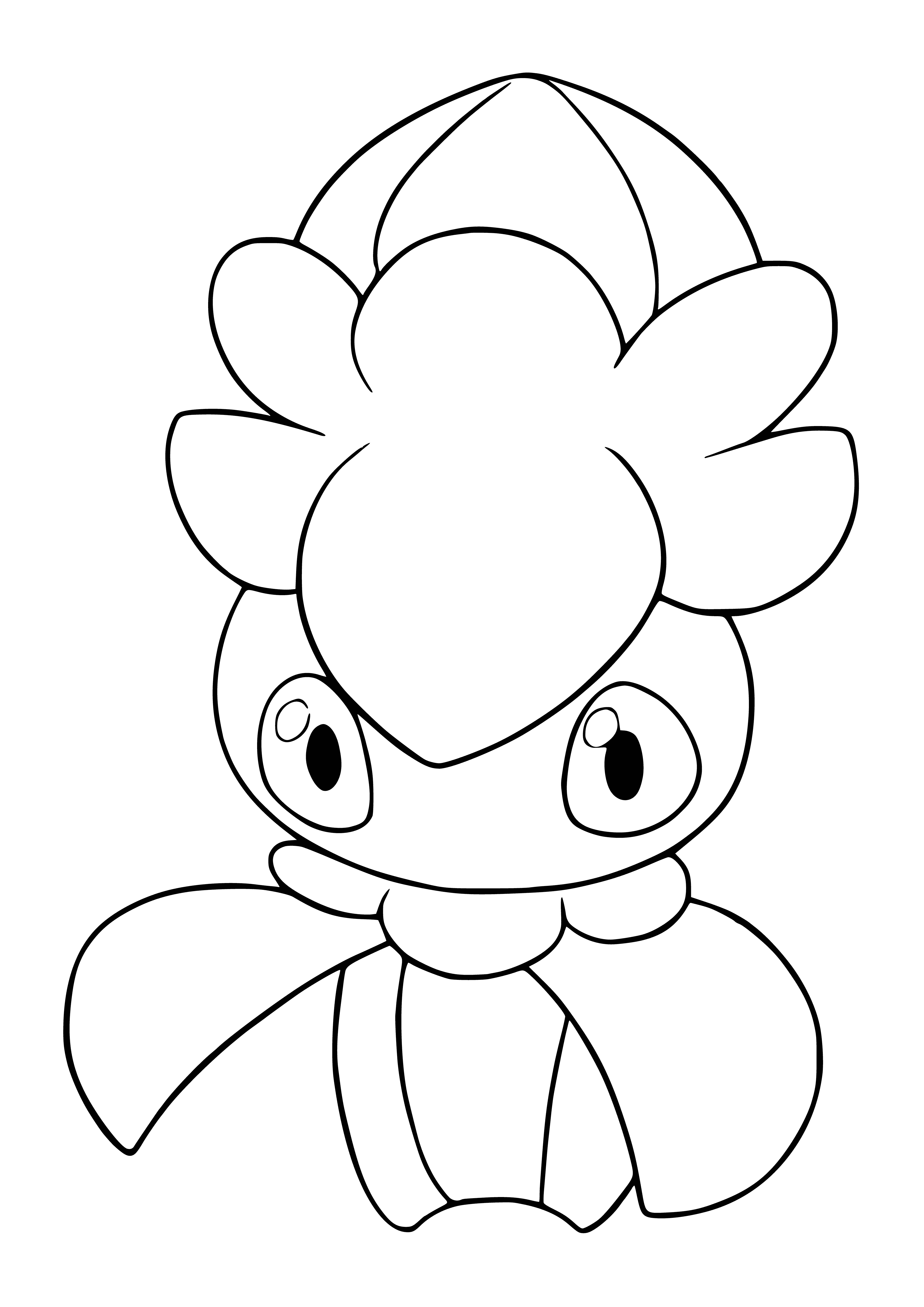 coloring page: Small, Elflike Pokémon w/ fronds of different colors; lives in humid areas; evolves into Lombre, growing plantlike limbs.