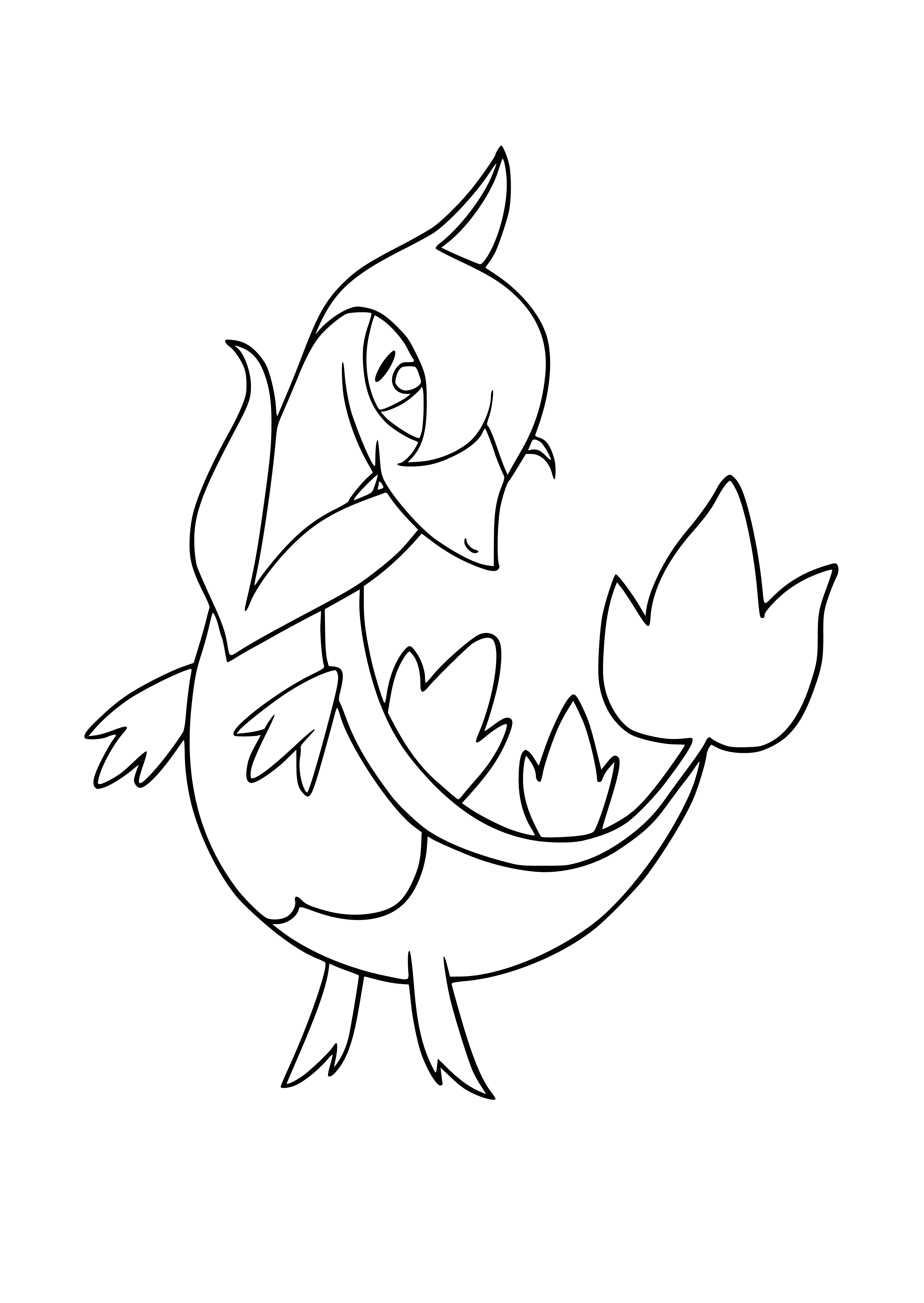 coloring page: Pokemon in evolution process seen in coloring page; green & snake-like, brown head and two spots on back.