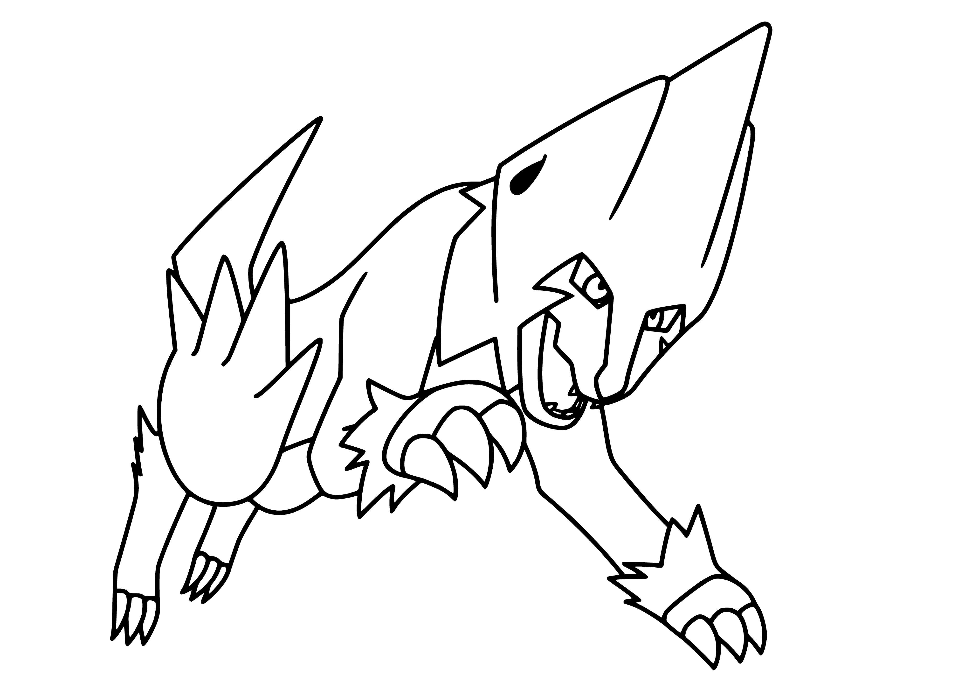 coloring page: Electric-type Pokemon Manectric has yellow fur, red stripes, red tail & red spikes. Evolved form of Electrike.