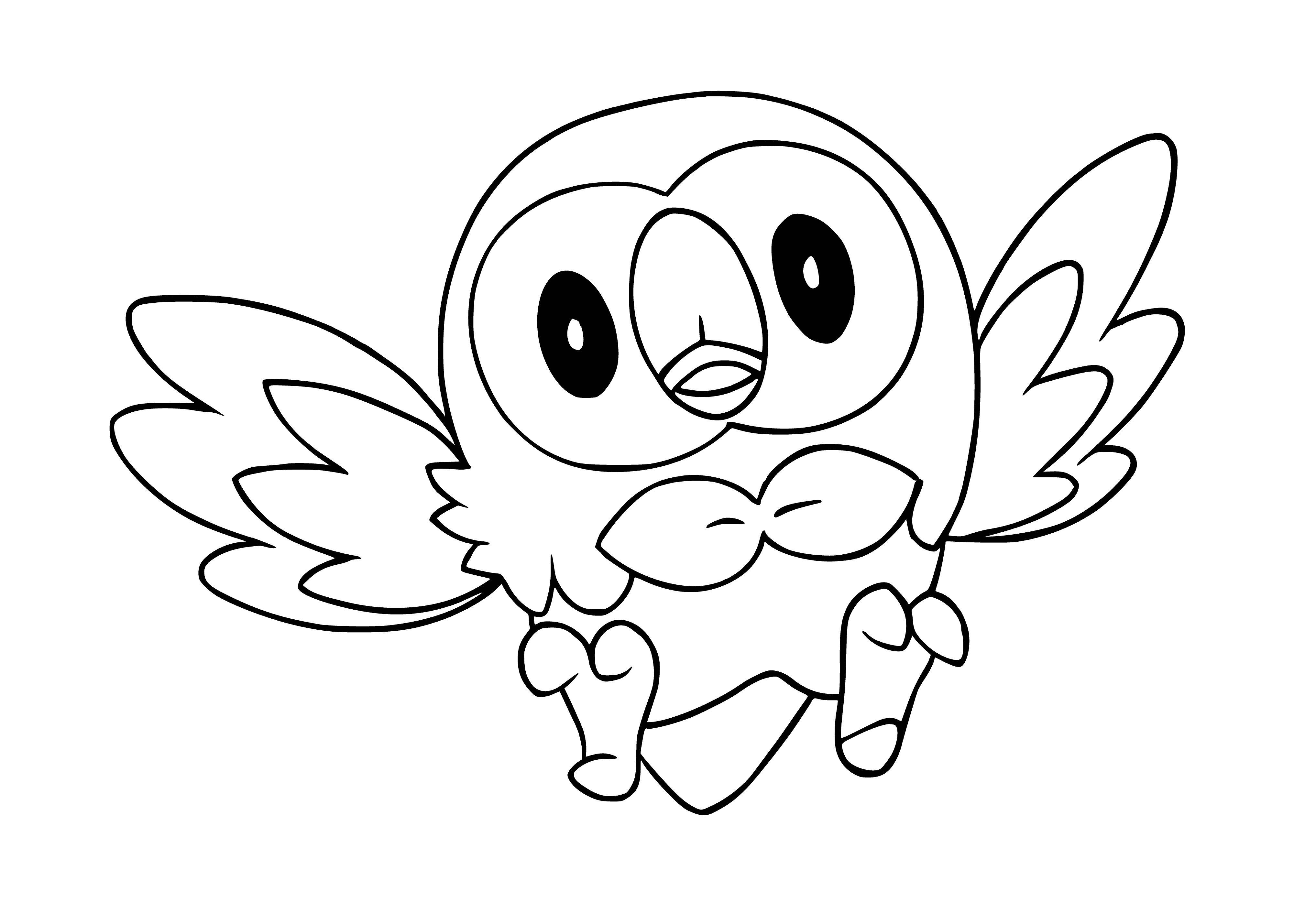 coloring page: Evan's Pokemon has a blue textured body, white spots, bulbous nose, big sad eyes, two stubby legs and a long tail - looks like it's evolving.