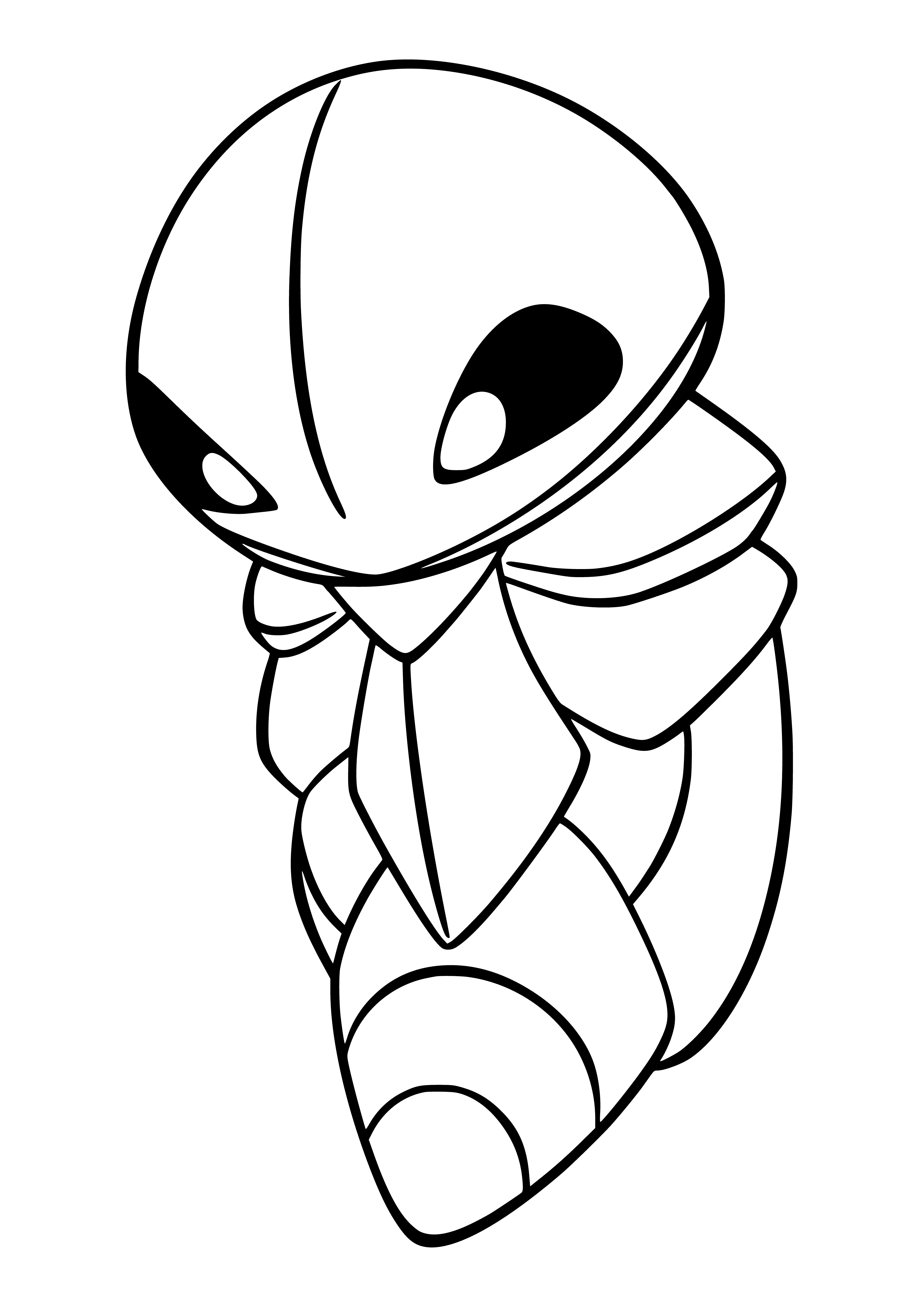coloring page: Kakuna is a small, oval-shaped Pokemon with two eyes, feelers, hard brown segments and two small legs.
