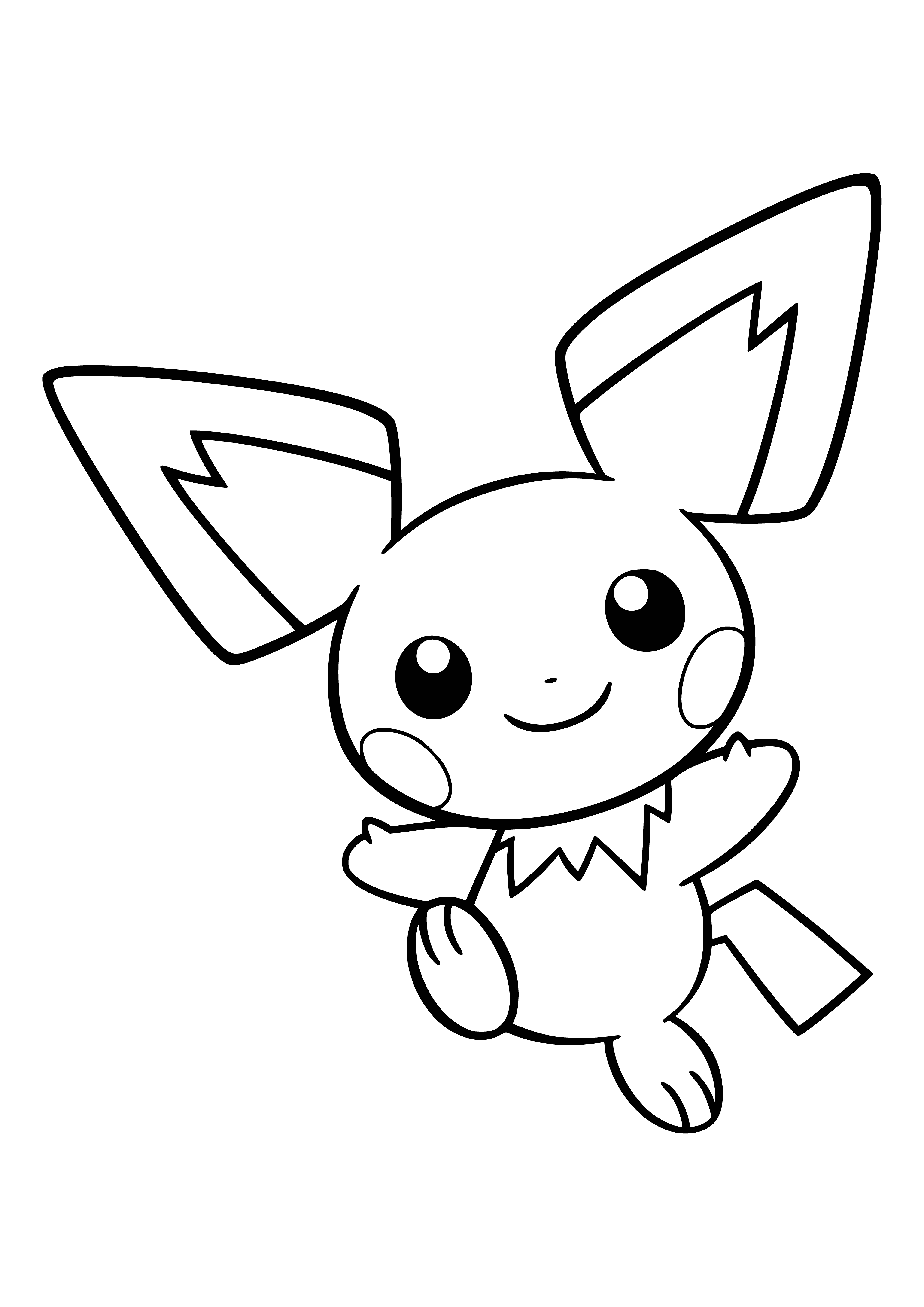 coloring page: A small, friendly rodent Pokemon that is clumsy and shocks its surroundings but evolves into a Pikachu when exposed to a Thunder Stone.