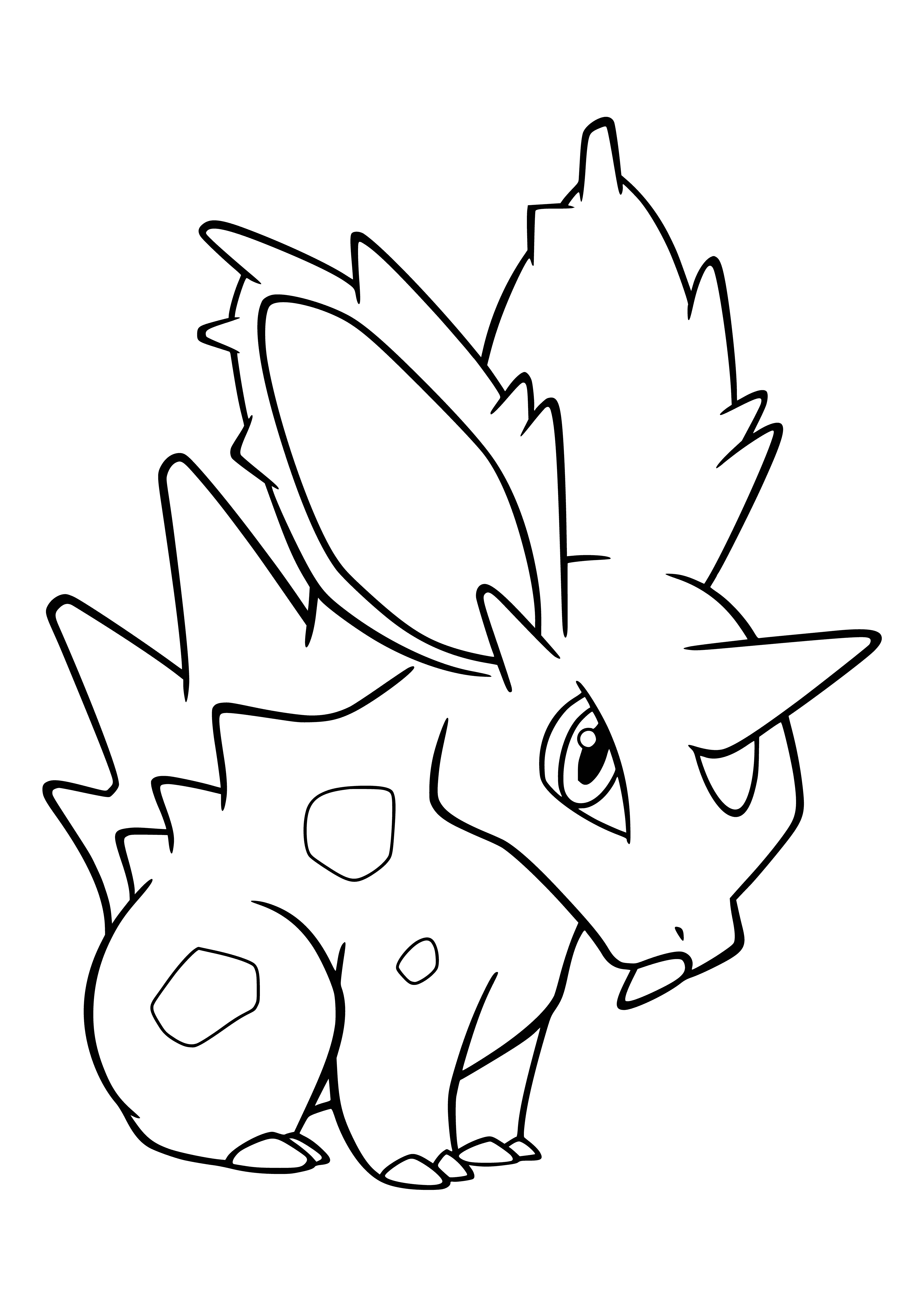 coloring page: Small, rodent-like Pokemon w/ blue body, white spots, large ears, two horns, poisonous spike on back. #Pokemon #Nidoran