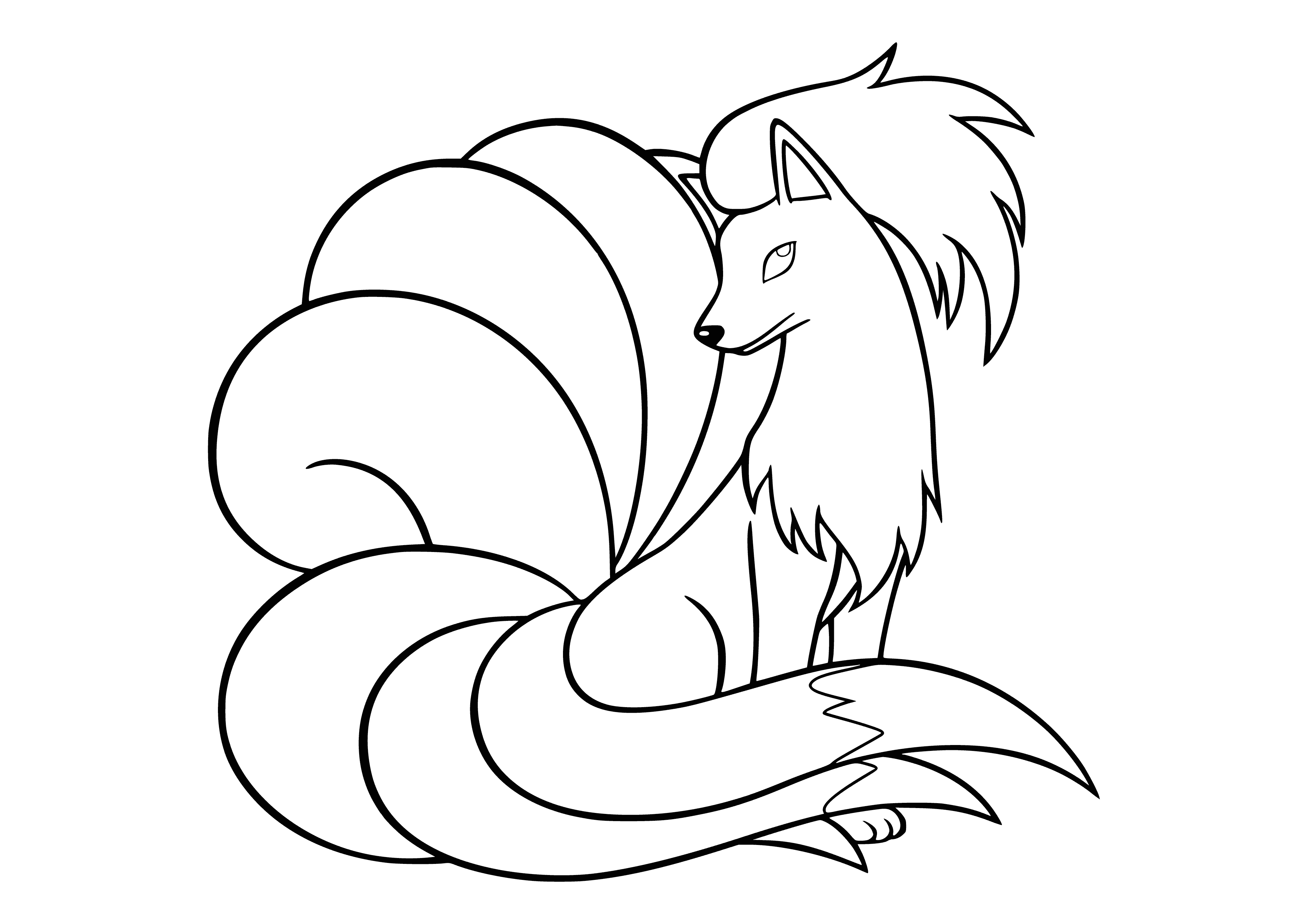 coloring page: Legendary fox Pokémon said to live 1,000 years w/ 9 tails, each said to have unique power. Very intelligent & can learn many moves.