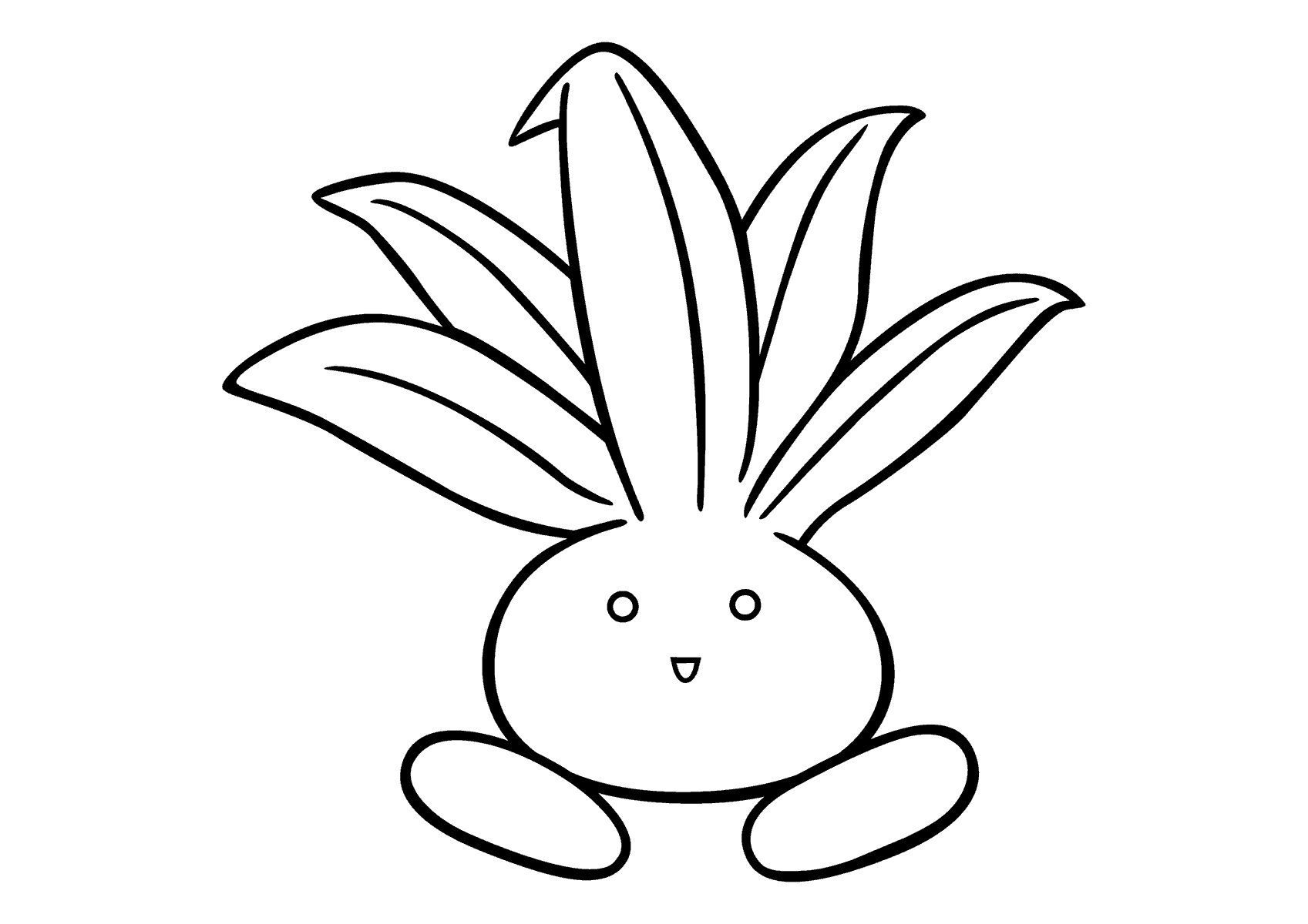 coloring page: Pokémon said to have come from another world w/ glossy eyes, long legs, & leaf head. Active after sunset.
