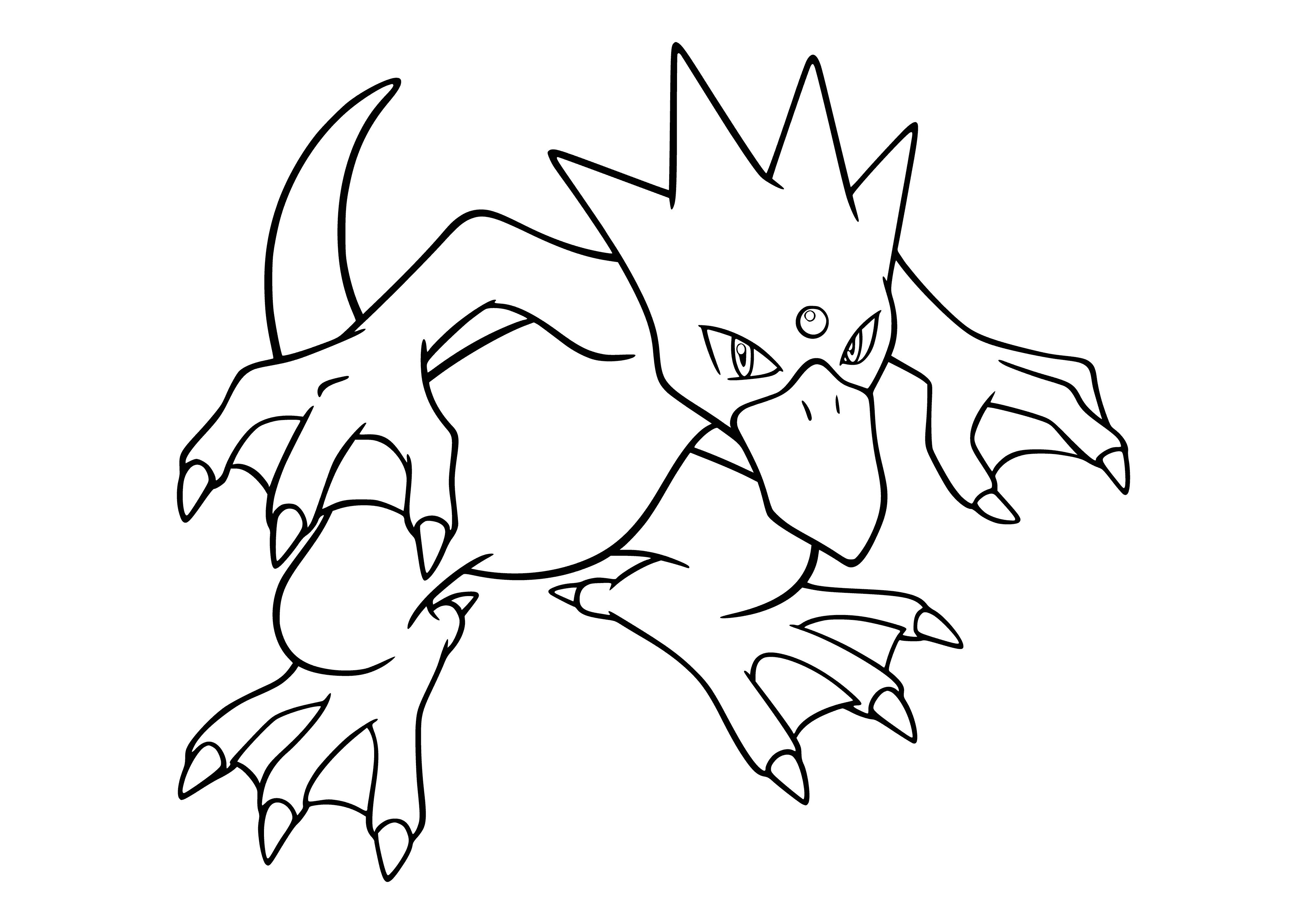 coloring page: Golduck is a blue, duck-like pokemon with red eyes, webbed feet, and a long orange beak. It's fast in the water and known for its intelligence.