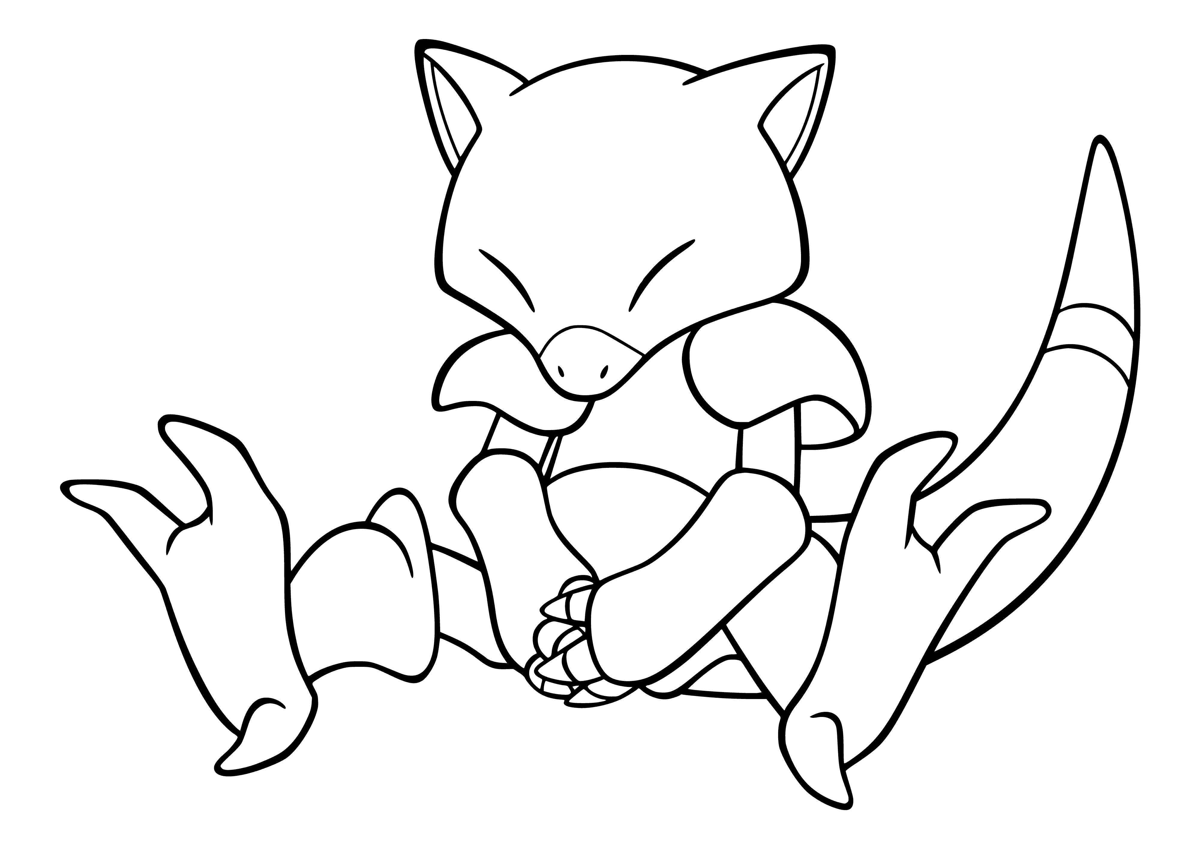coloring page: Small, brown Pokémon w/long tail, large eyes & pointy ears sleeping.