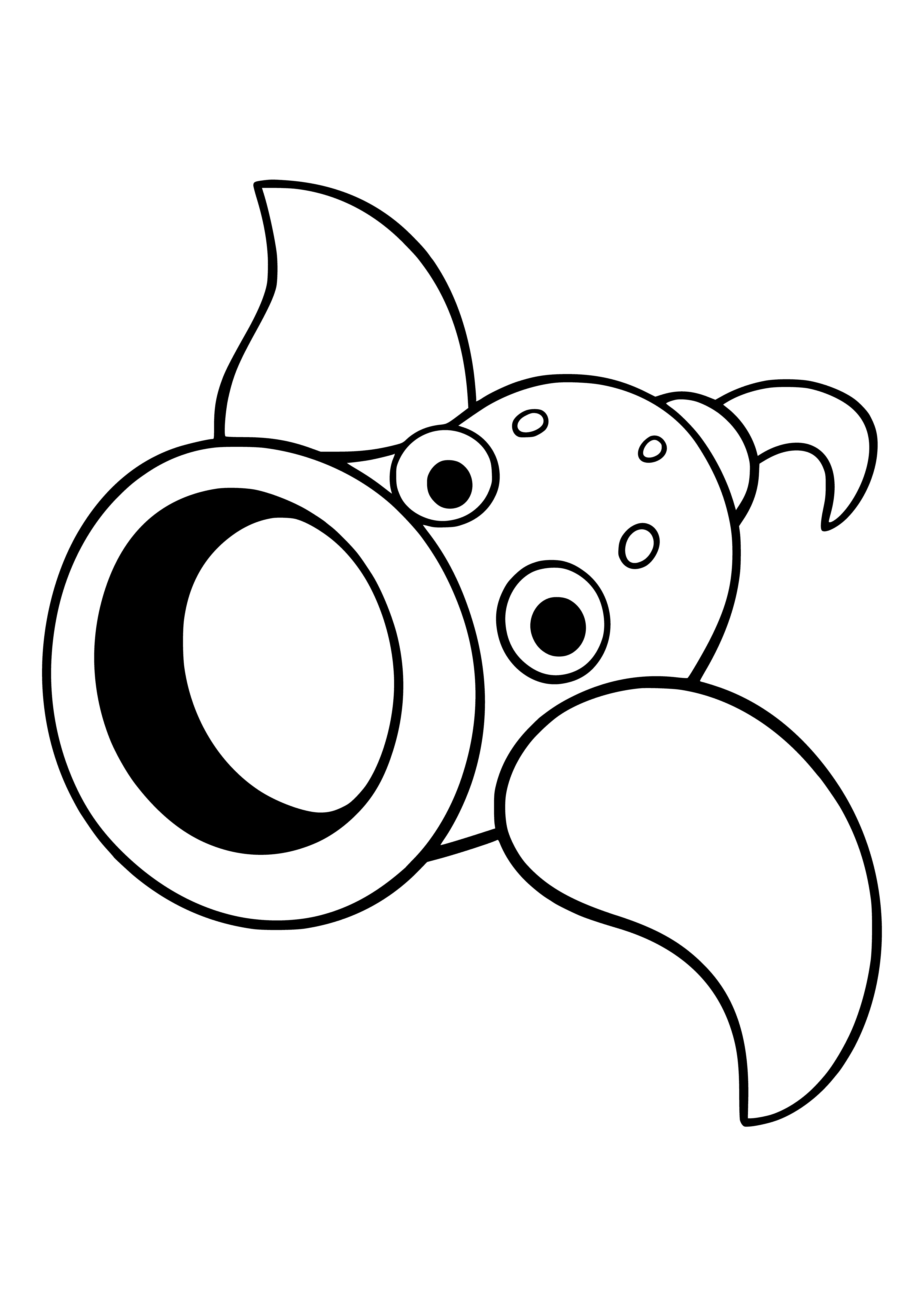 coloring page: Bell-shaped Pokémon w/ jagged mouth, leaves for arms, yellow body & red spots.