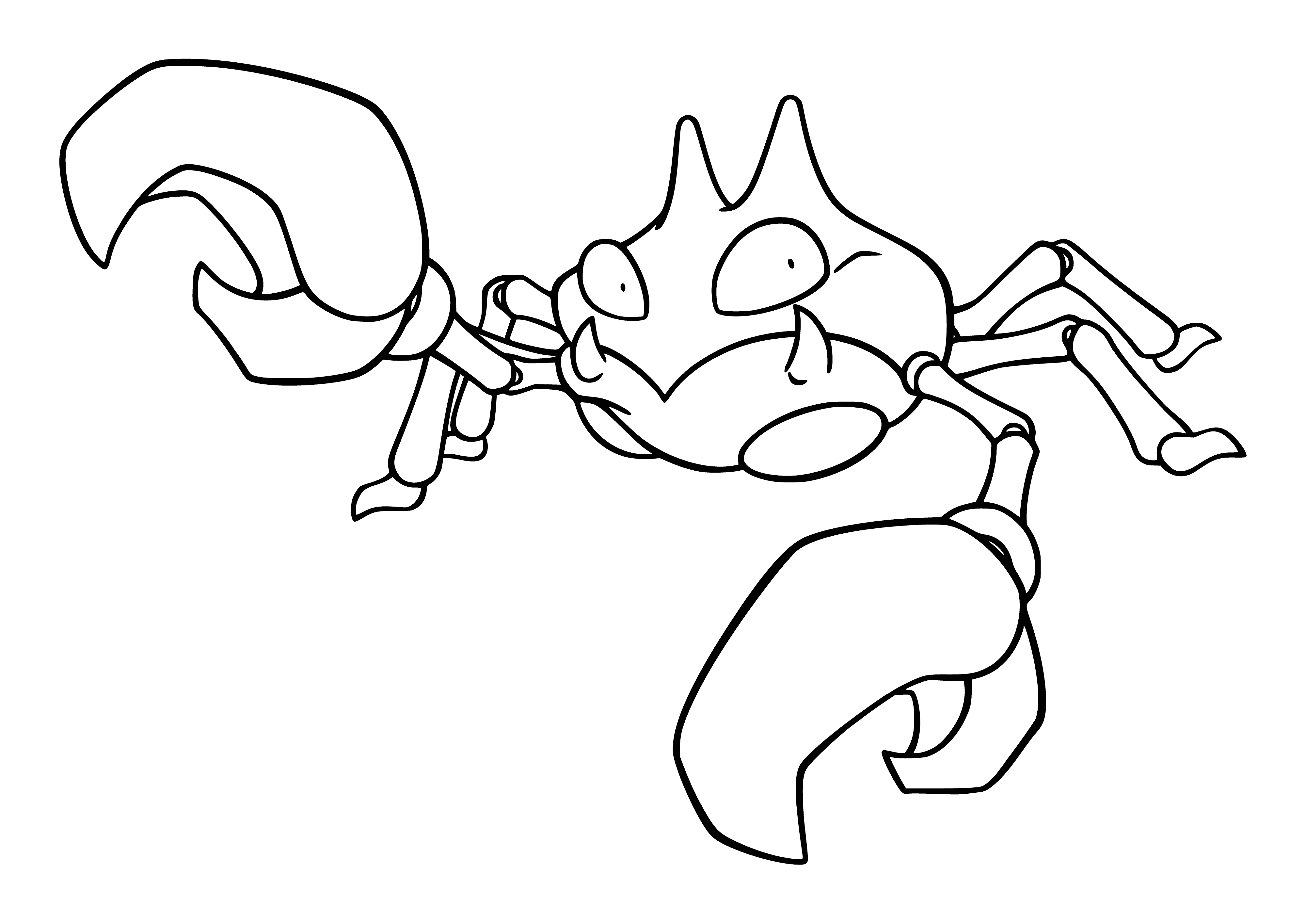coloring page: Krabby is a crab-like Pokemon with large claws & a hard shell for defense; can evolve into Kingler.