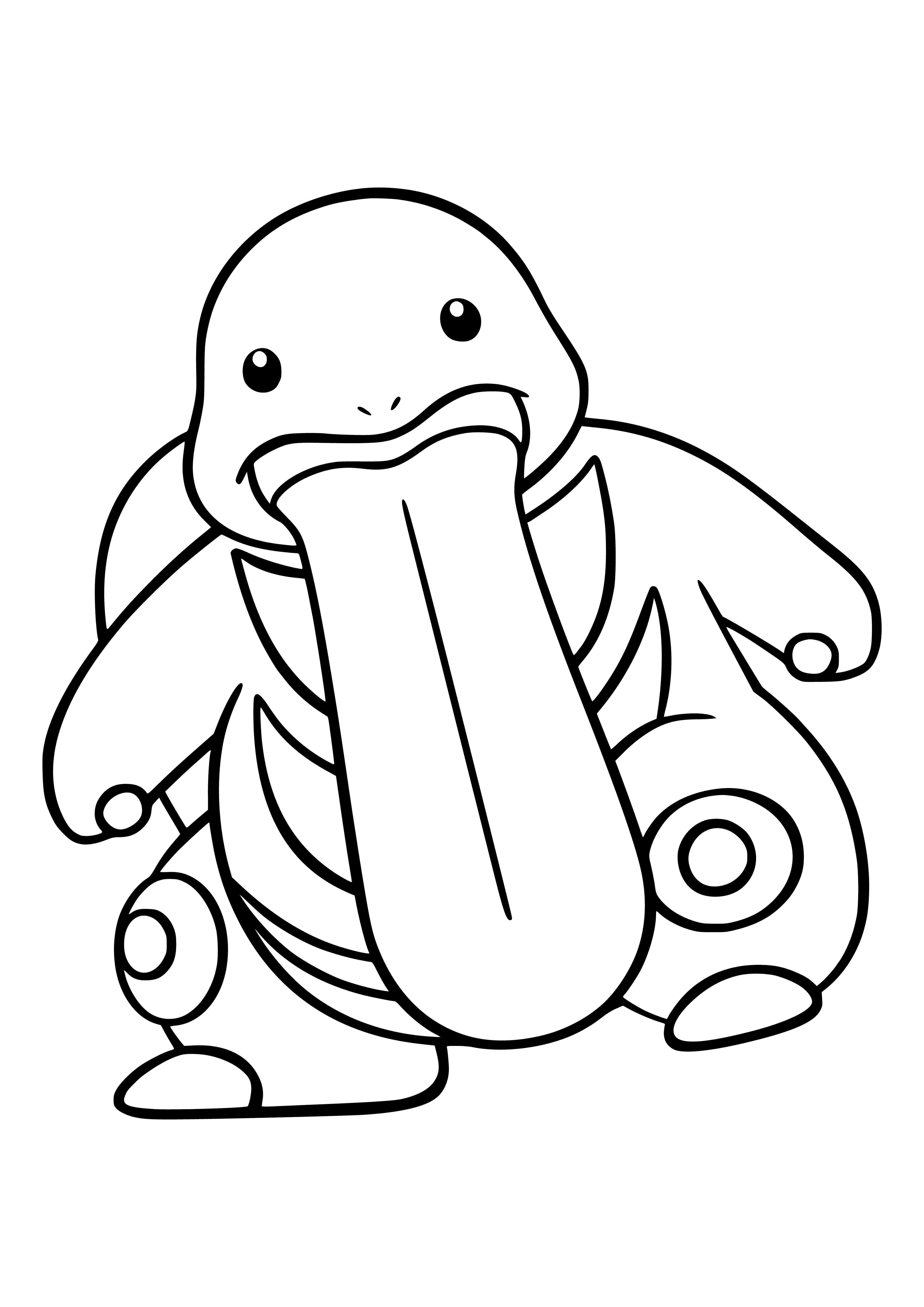 coloring page: Lickitung evolves from Lickitung and has a long tongue it can use as a weapon and to climb trees. Has versatile moveset to capture prey.