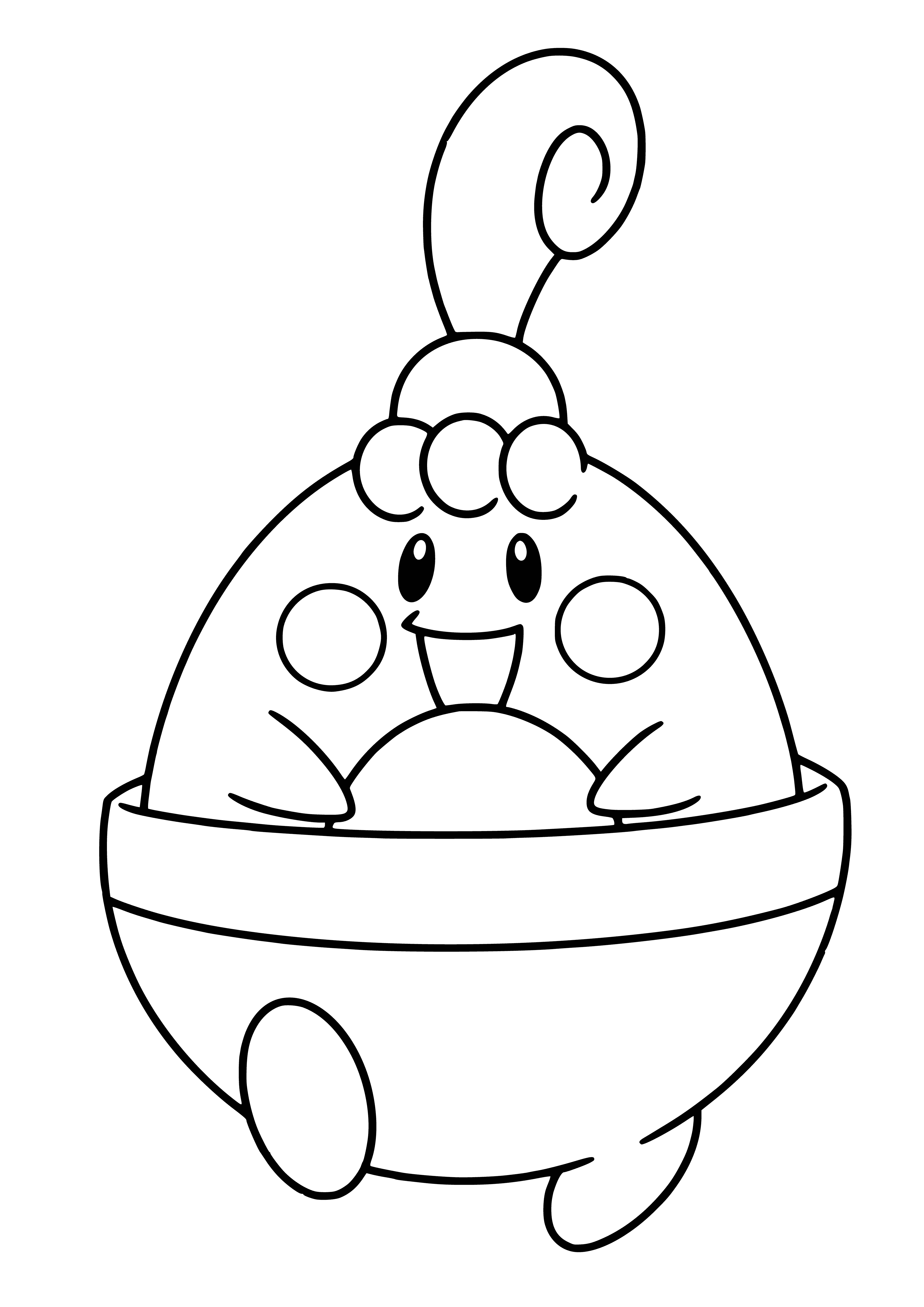 coloring page: A small, affectionate Pokemon, Happiny has a white, downy body & a "cape" of its eggshell. Enjoys being held & cuddled. #Pokemon