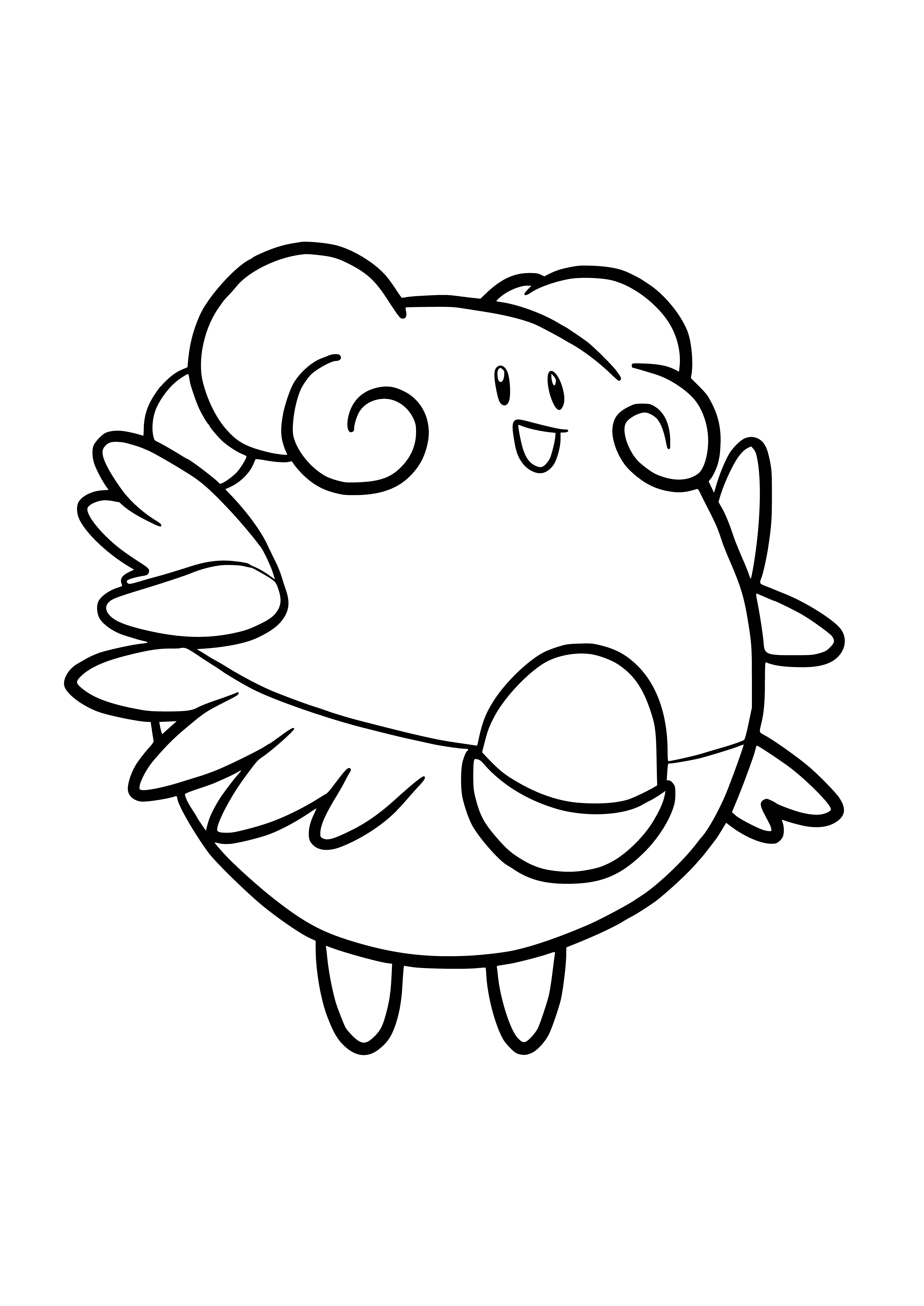 coloring page: Blissey is the "Happiness Pokemon", rarely seen in the wild, they care for injured Pokemon and make treats for their friends.