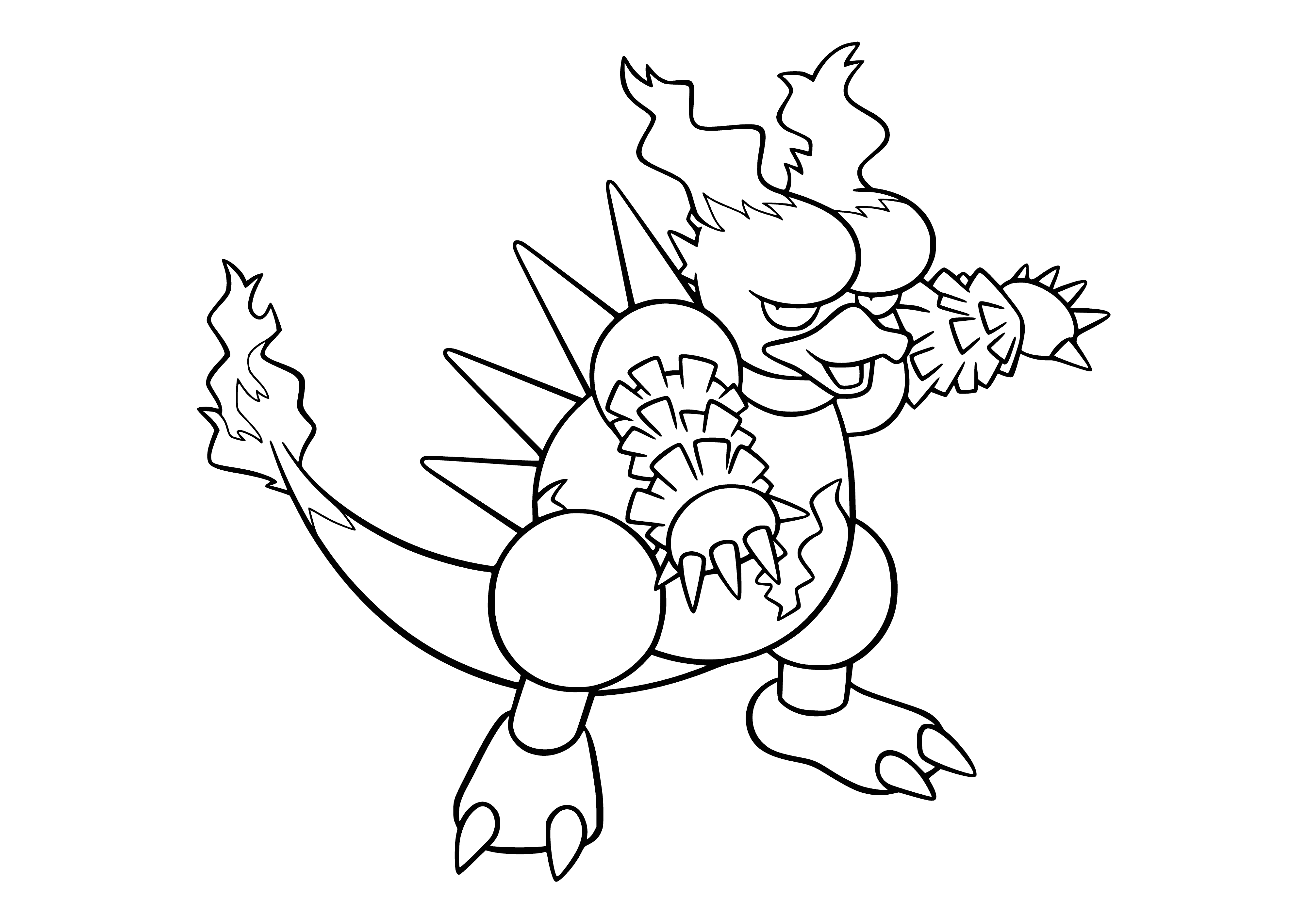 coloring page: PokÃ©mon formed from volcanic eruption is one of the strongest, able to survive extreme heat.