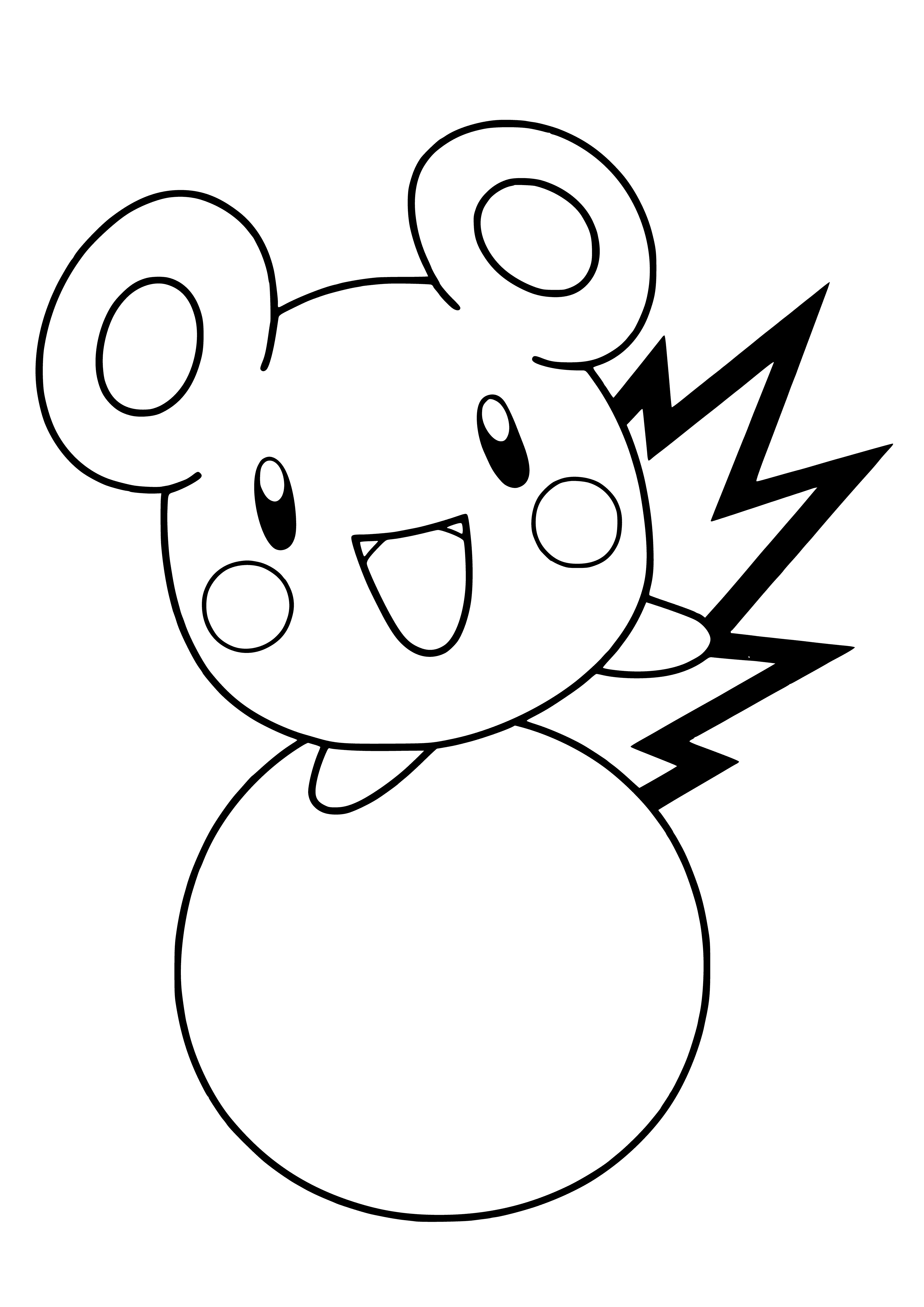coloring page: Azuril is a small, round blue Pokemon w/white belly, large head & big blue eyes. Evolves to Pikachu.