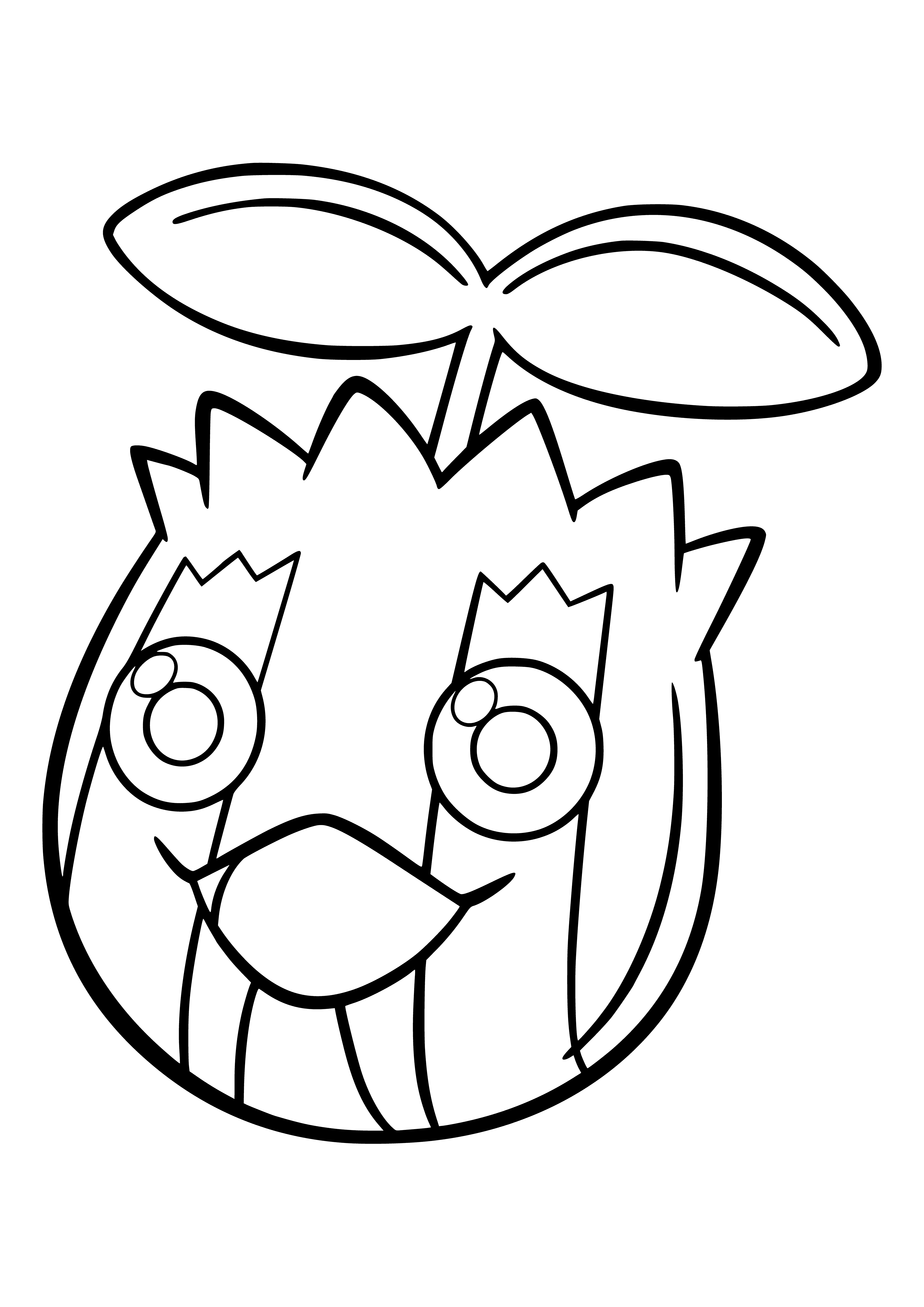 coloring page: A small, yellow Pokemon with big black eyes & 2 leaves on its head. Evolves into Sunflora with Sun Stone exposure.