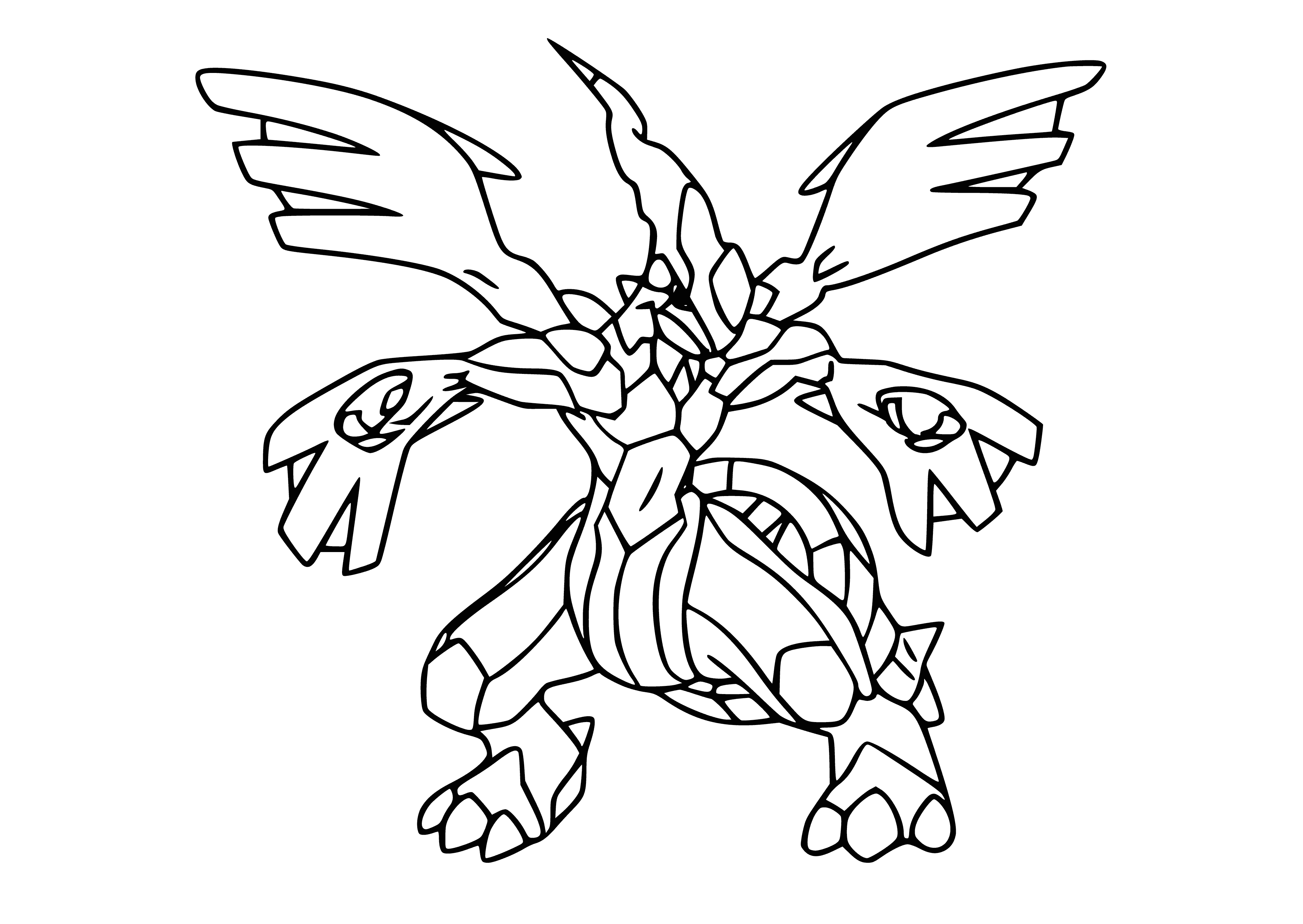 coloring page: Legendary Pokémon Zekrom destroys all it passes with electricity from its tail, earning a reputation with ranch constellations.