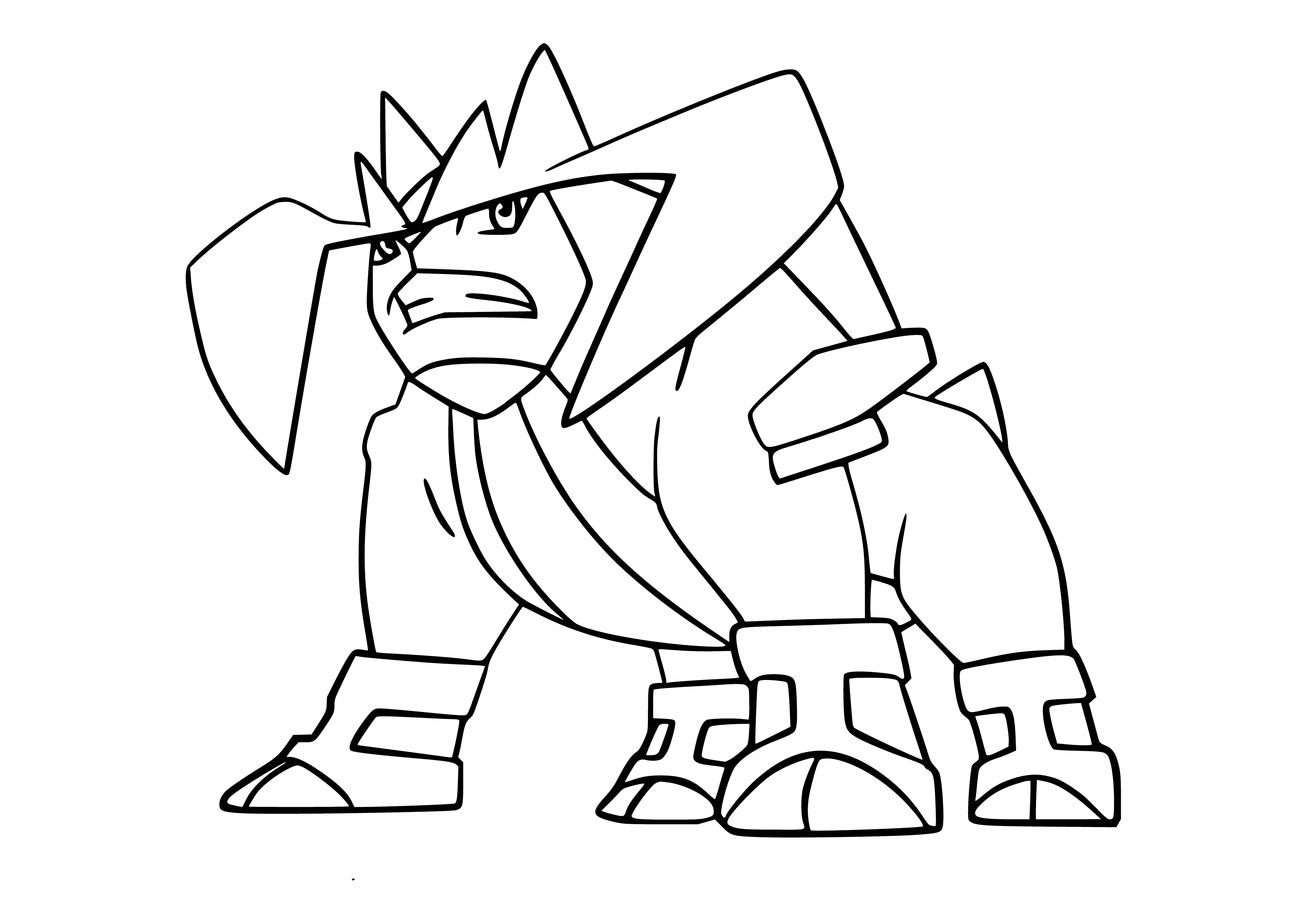 coloring page: Legendary Pokémon Terrakion is a Rock/Fighting type, part of the Swords of Justice. Its rock-hard body can fire arrows of stone, said to have emerged from a meteor.