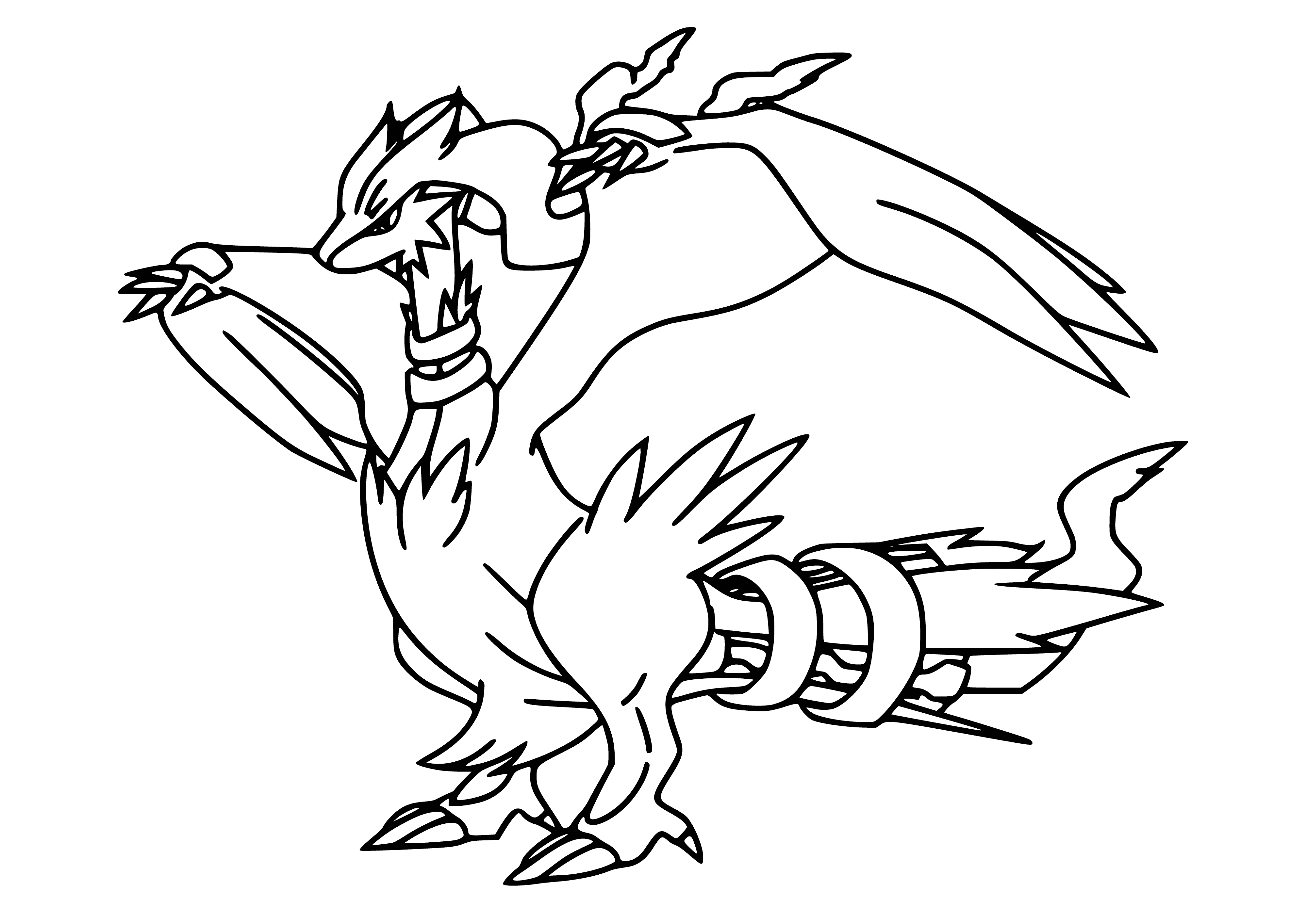 coloring page: #Pokemon

A dragon-like white Pokemon with blue eyes & spikes, Reshiram has a long neck, small head, & large wings. #Pokemon