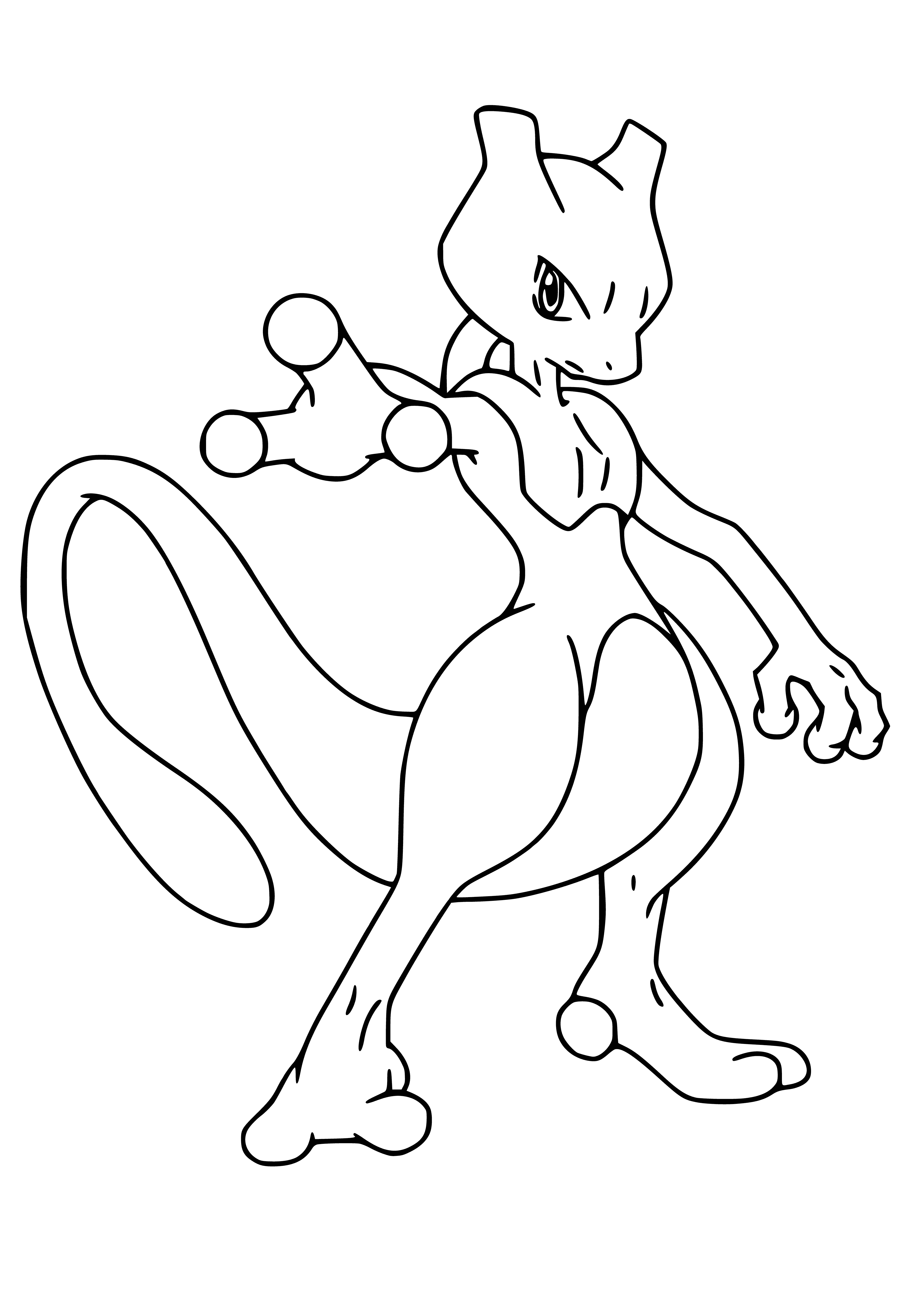 coloring page: Legendary Pokémon Mewtwo is a rare Genetic Pokémon created from Mew's mutant clone.