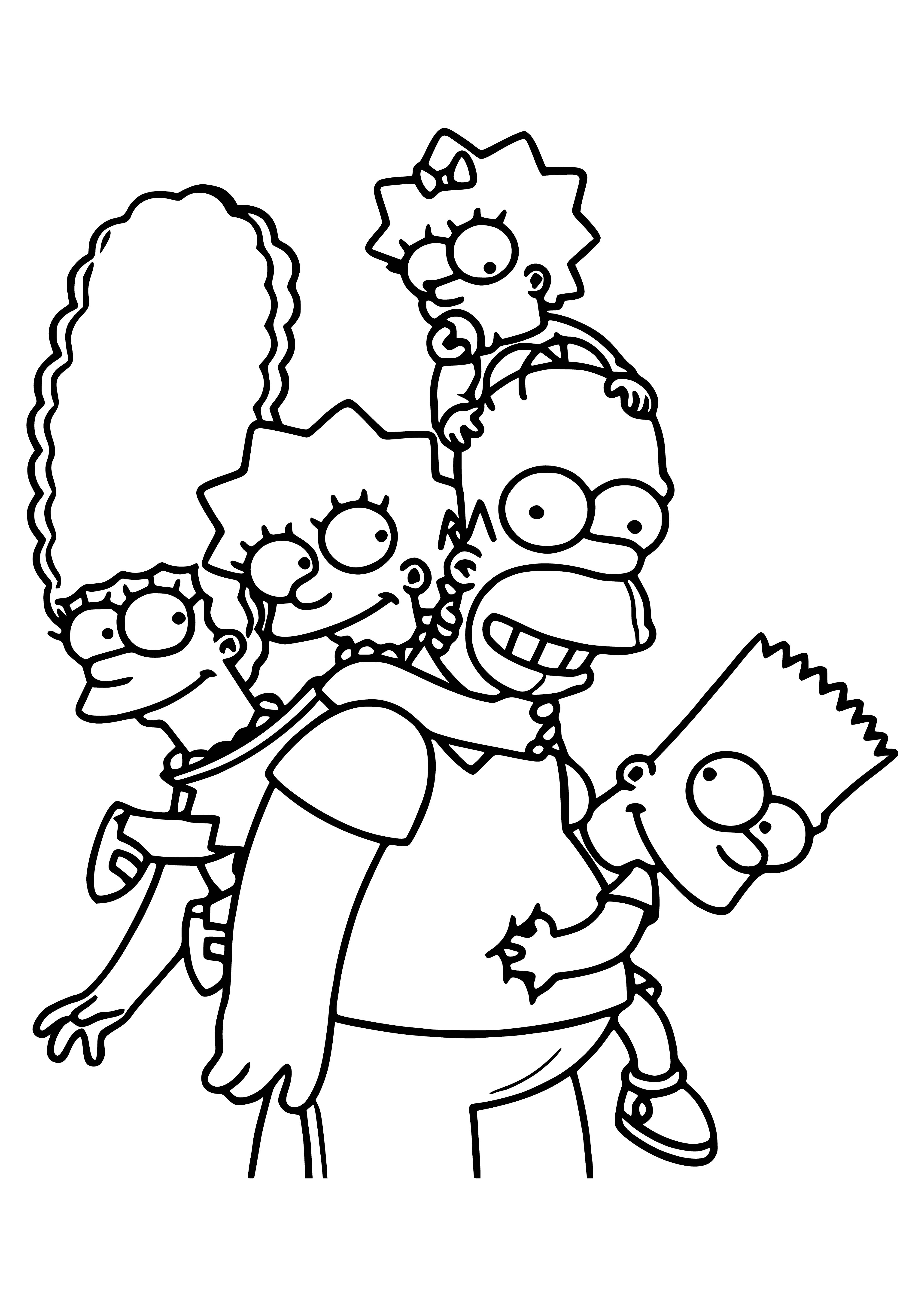 coloring page: The Simpson family is a nuclear family living in Springfield & getting into hilarious/dramatic situations.