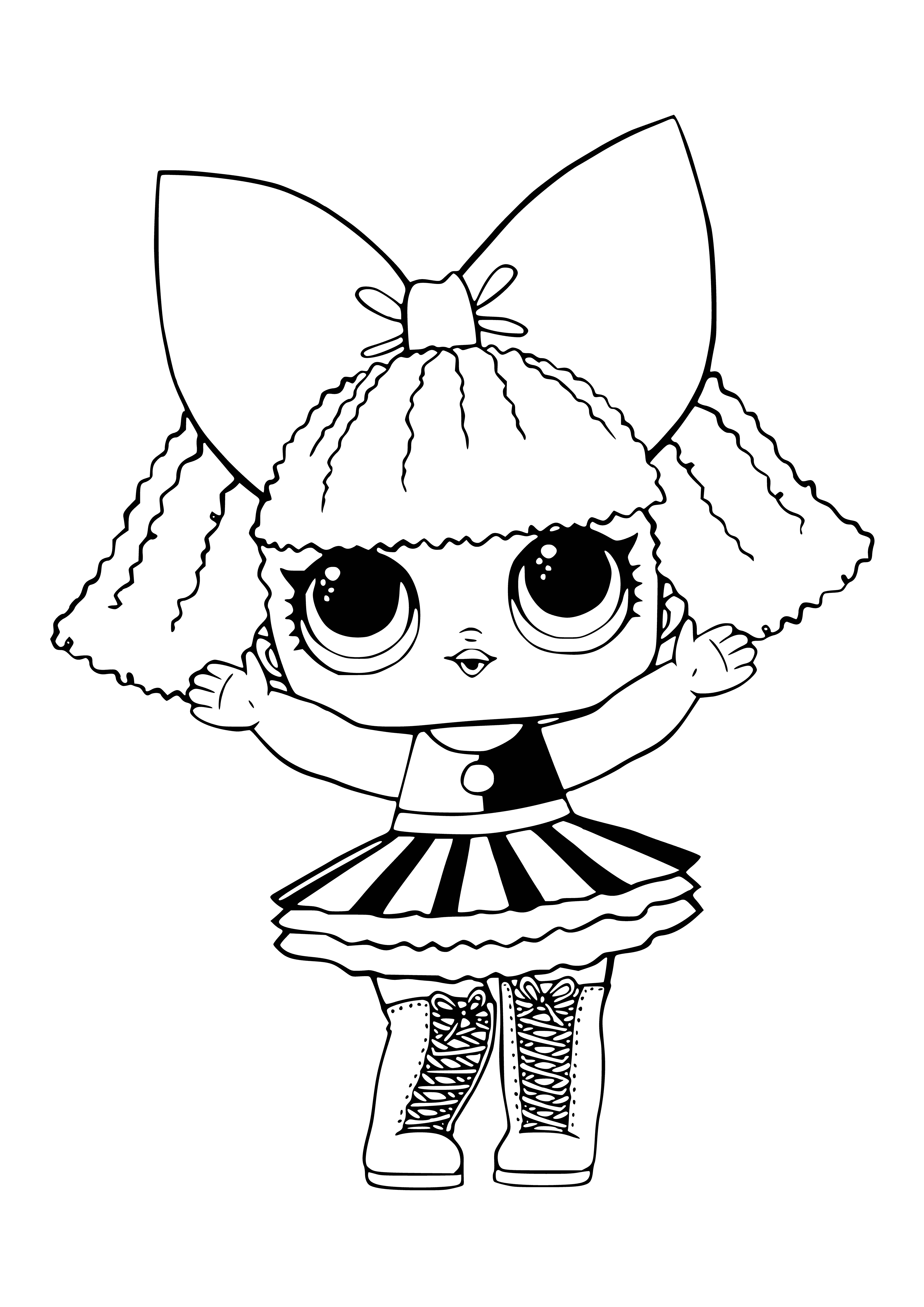 coloring page: Mischievous Pranksta doll wears trendy outfit and is ready to wreak havoc with her spray paint! #toy