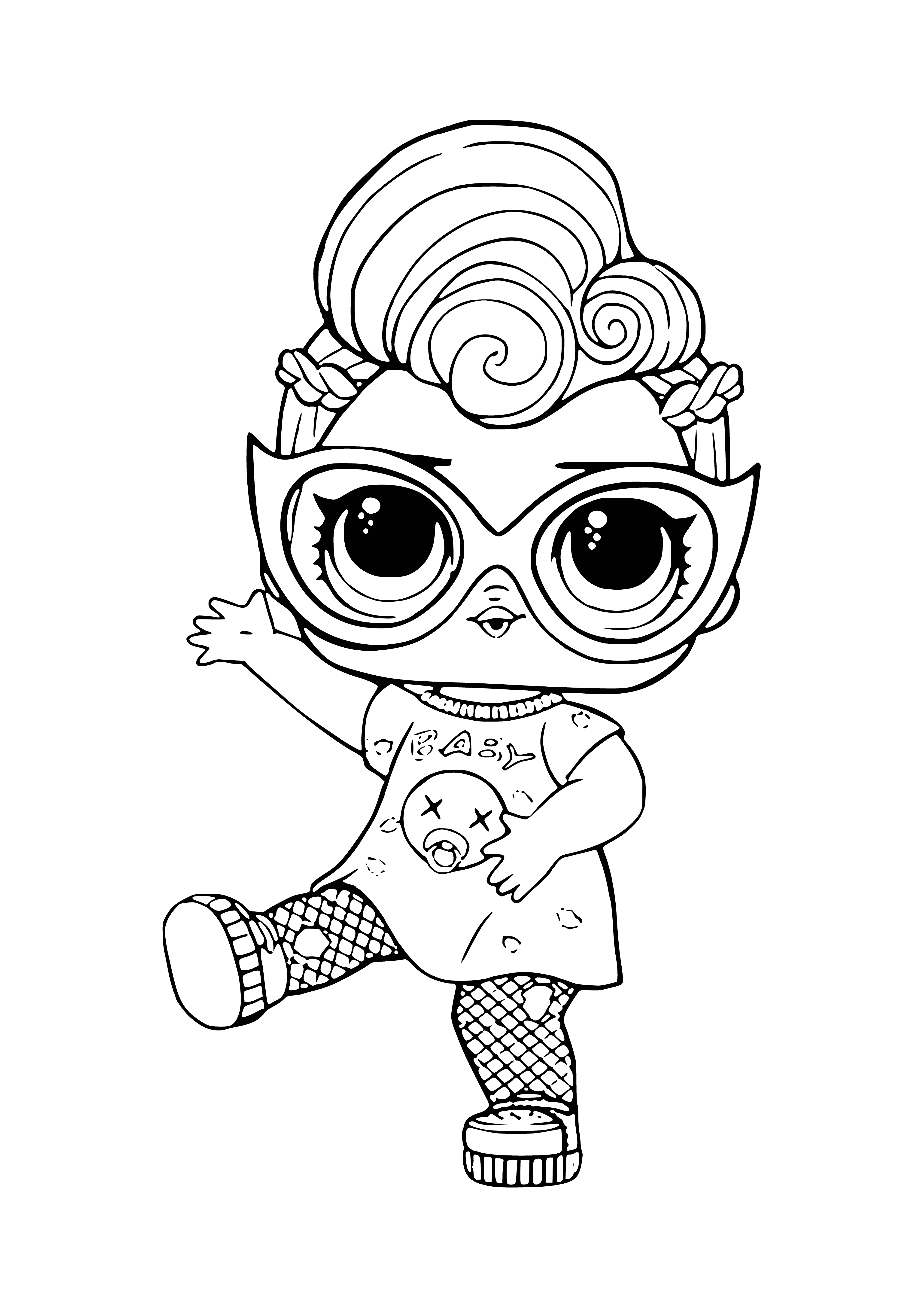 coloring page: The LOL Grunge Grrrl confetti pop adds funky personality to parties with its colorful designs and variety of colors.