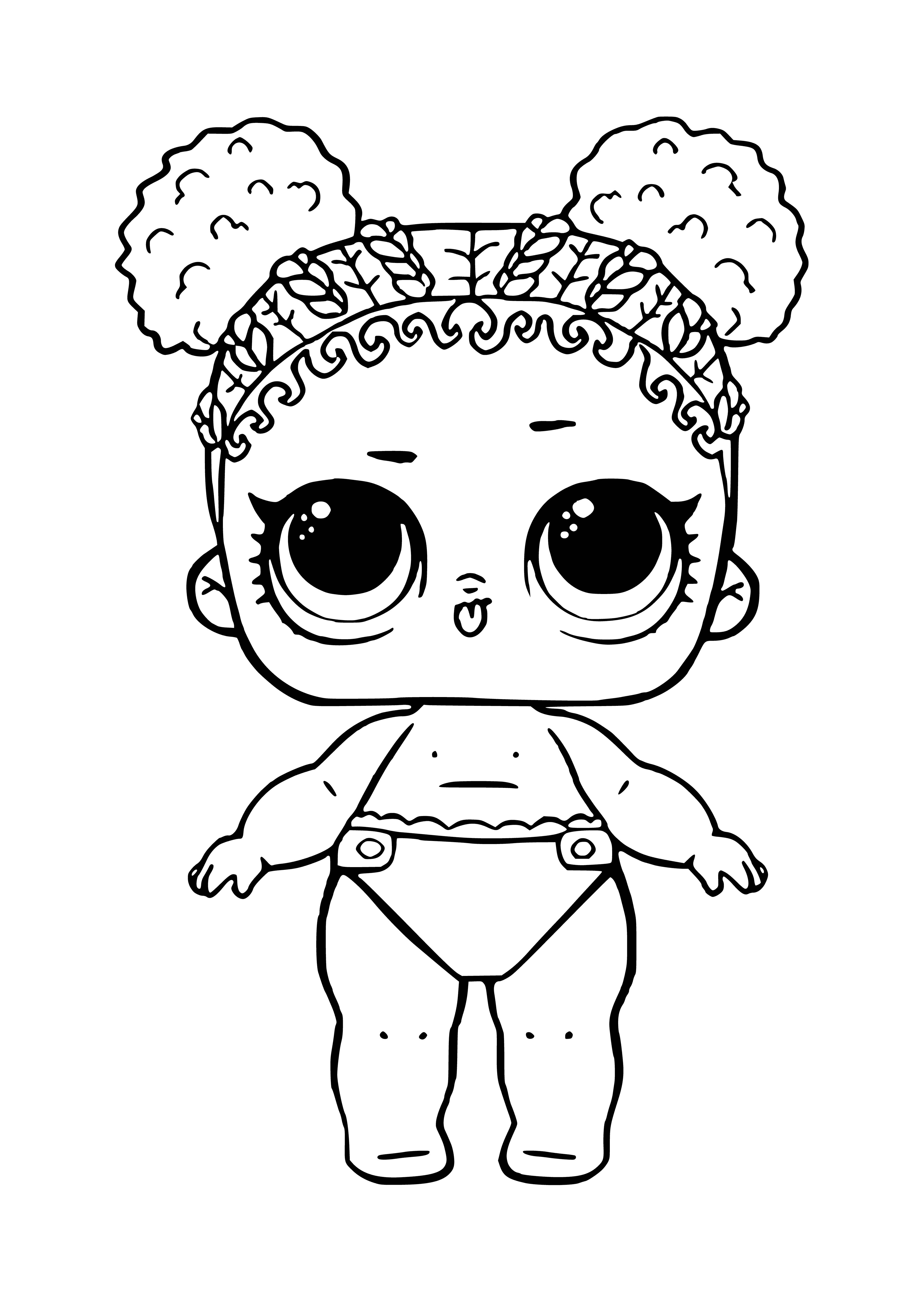 coloring page: Baby in flower-covered onesie looking at camera with happy expression. #cutenessoverload