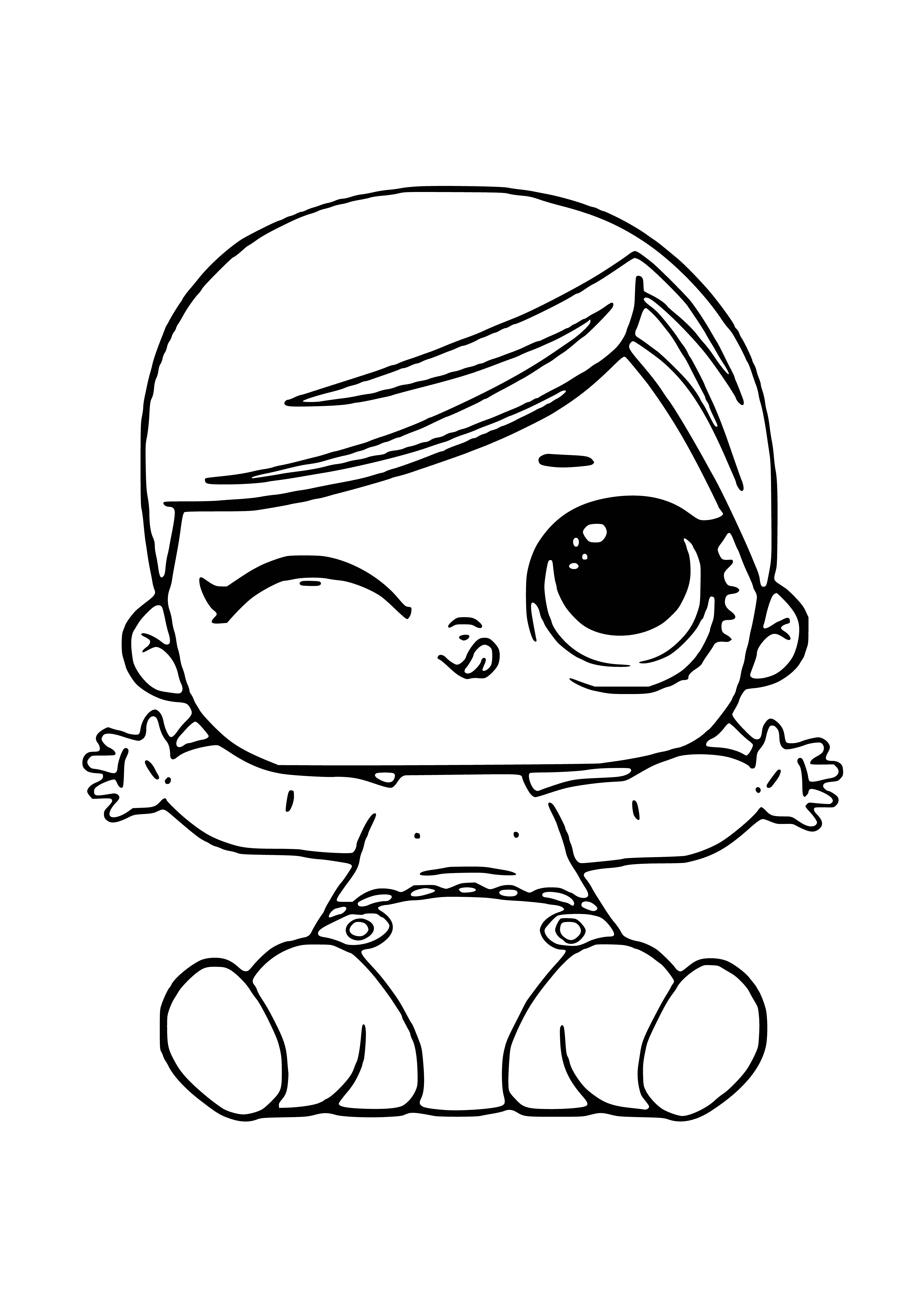 coloring page: Babies can color a fun toy orchestra with a xylophone, glockenspiel, drums, tambourine and cymbal around a blue baby with a mallet and tambourine.