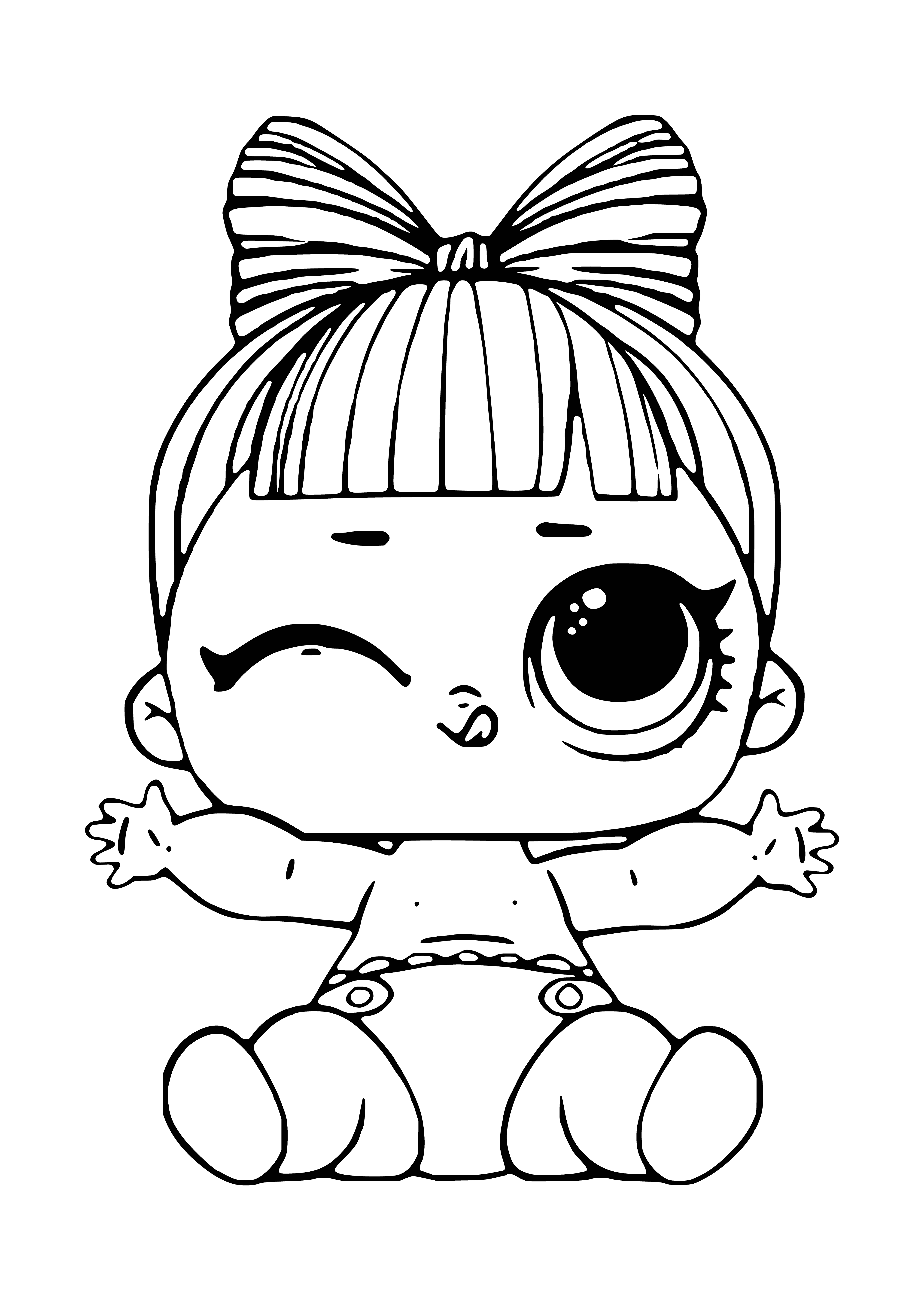 coloring page: Girl in pink dress hugging teddy bear tight. #Comforting