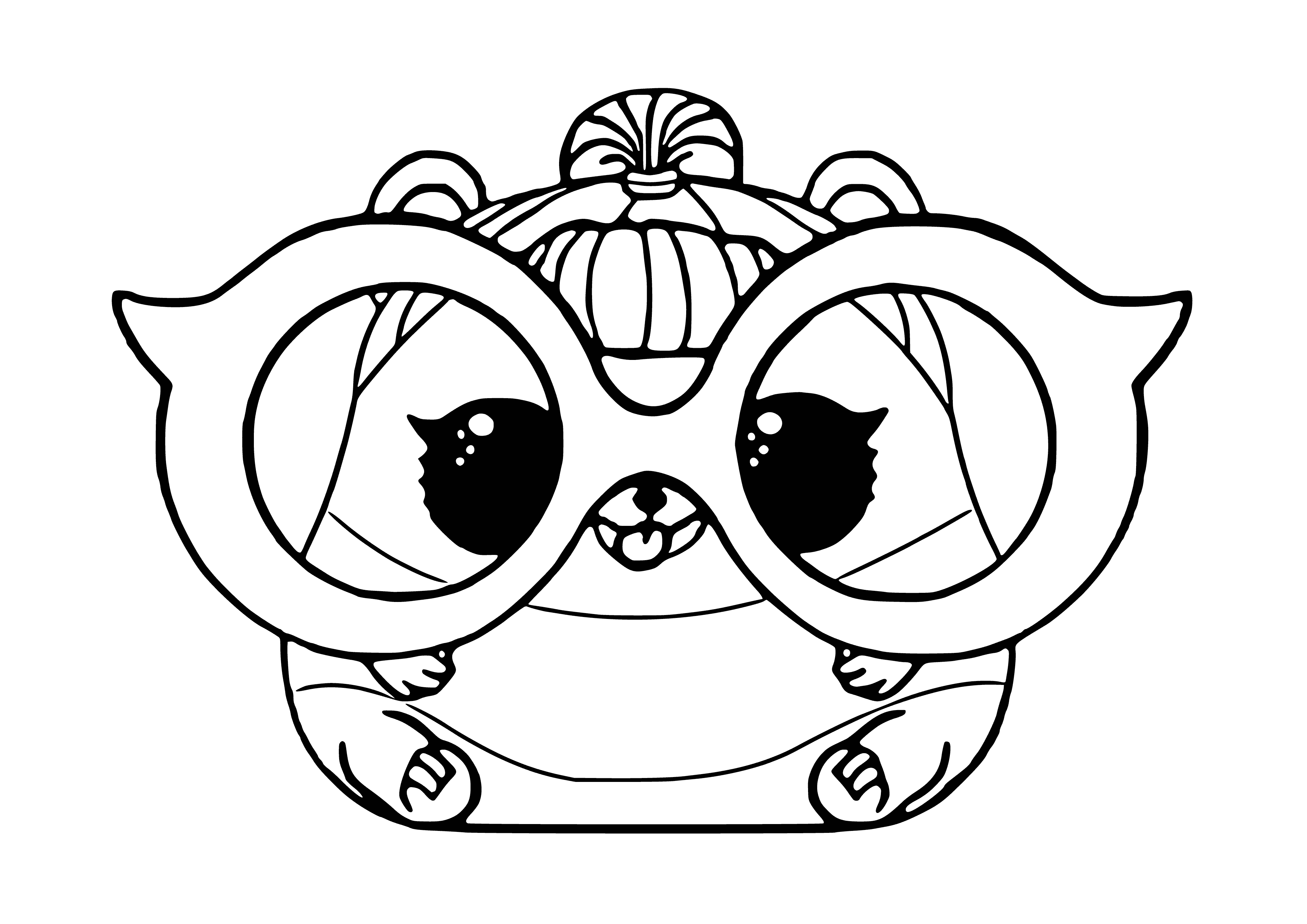 coloring page: Hamster in plastic ball, rolling around and having fun - light brown and white.