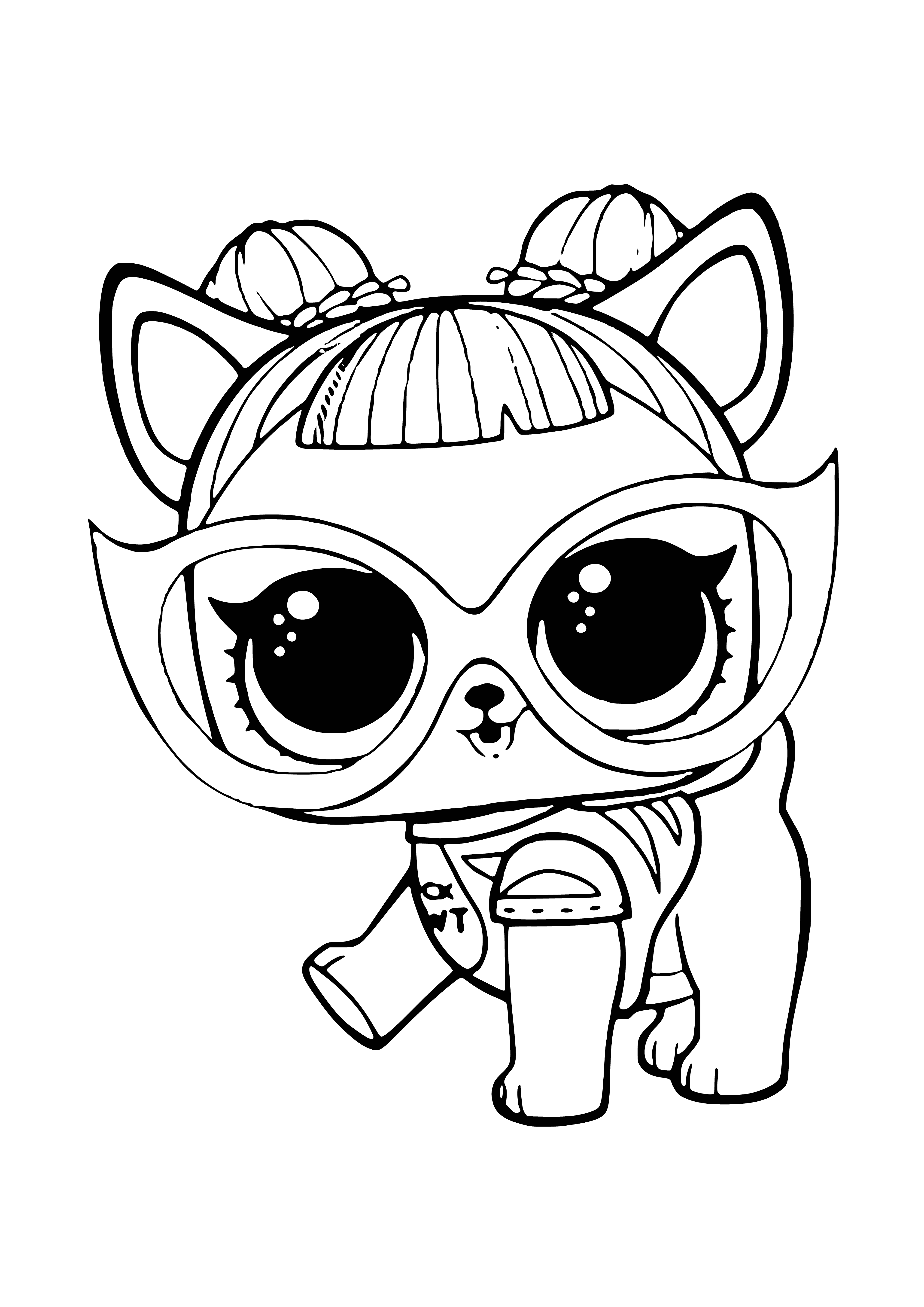 coloring page: Adorable light brown pup with big ears and eyes, looking at the camera on a white surface.