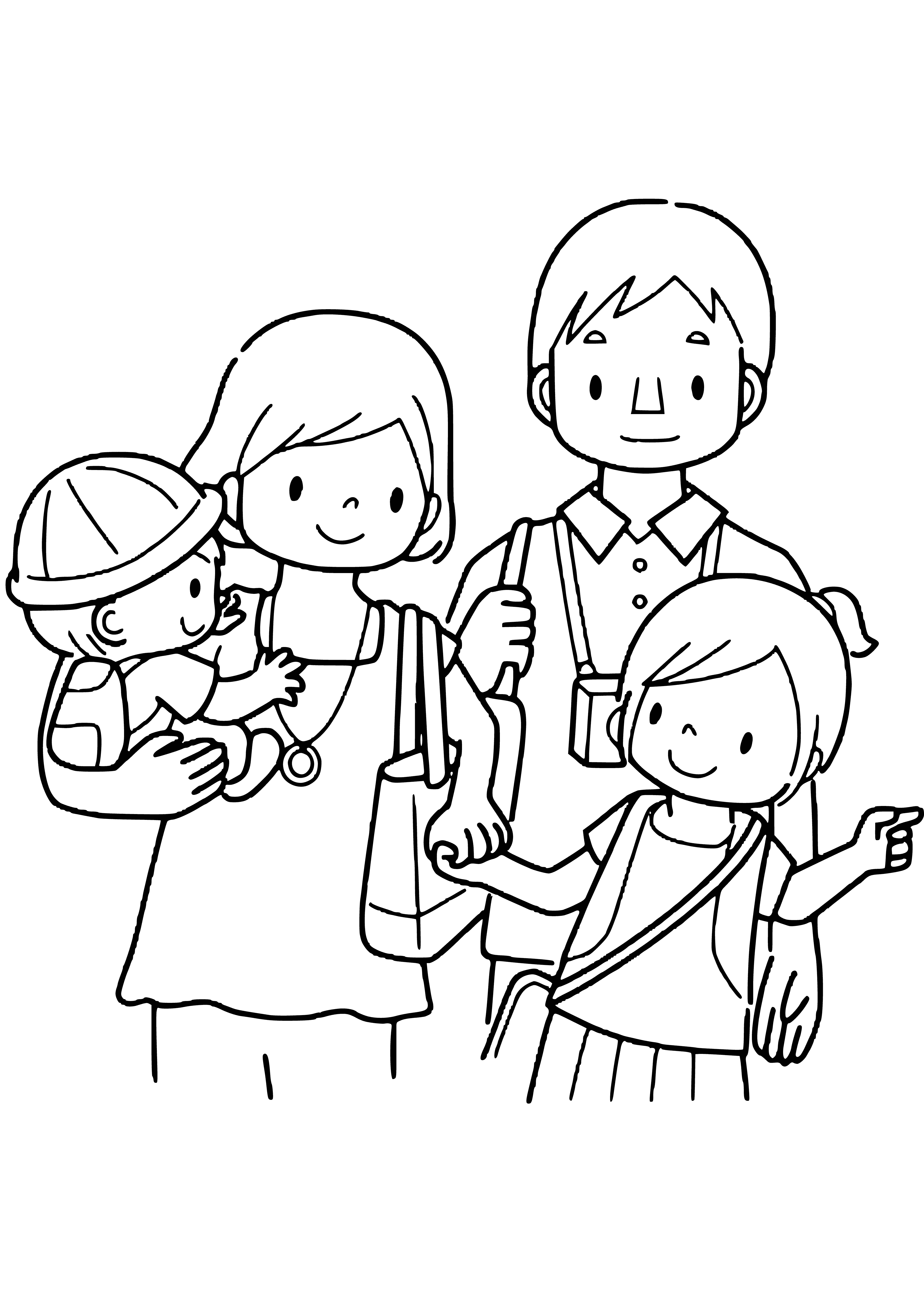 Friendly family coloring page