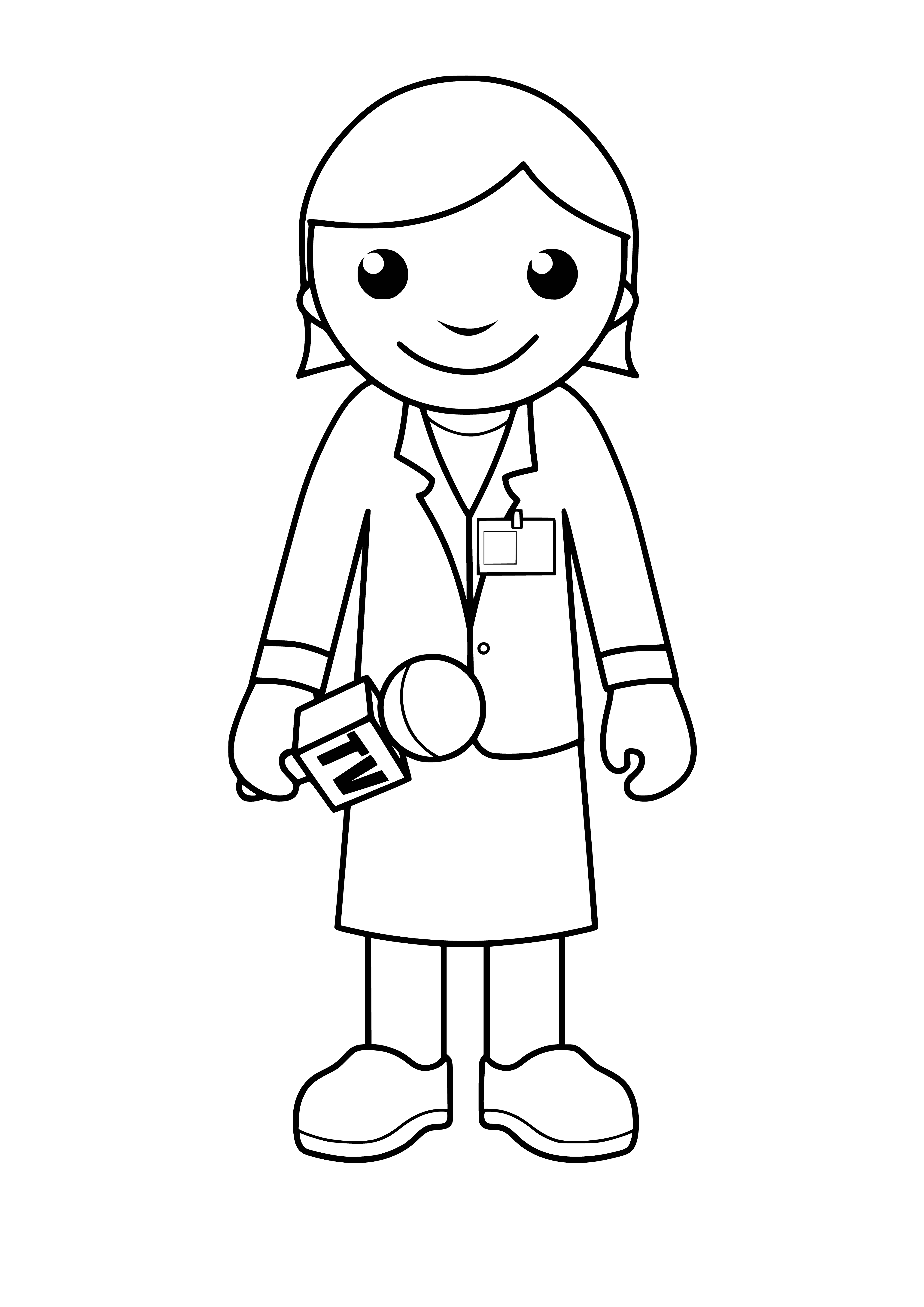 coloring page: Reporter using mic and headset in midst of broadcasting.