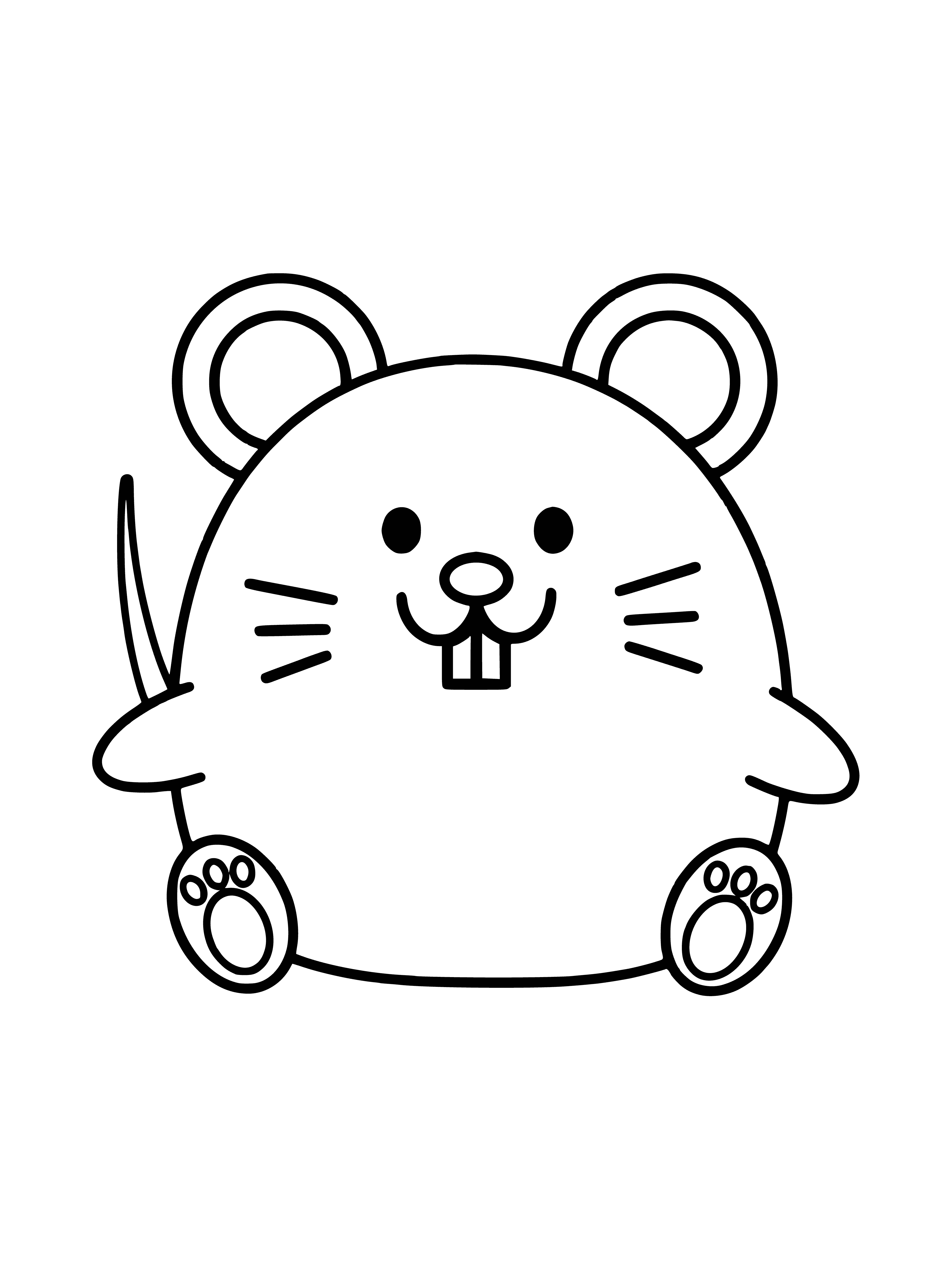 coloring page: Rat cuddles mouse, holding its ears, mouse's eyes closed and mouth in a small grin.