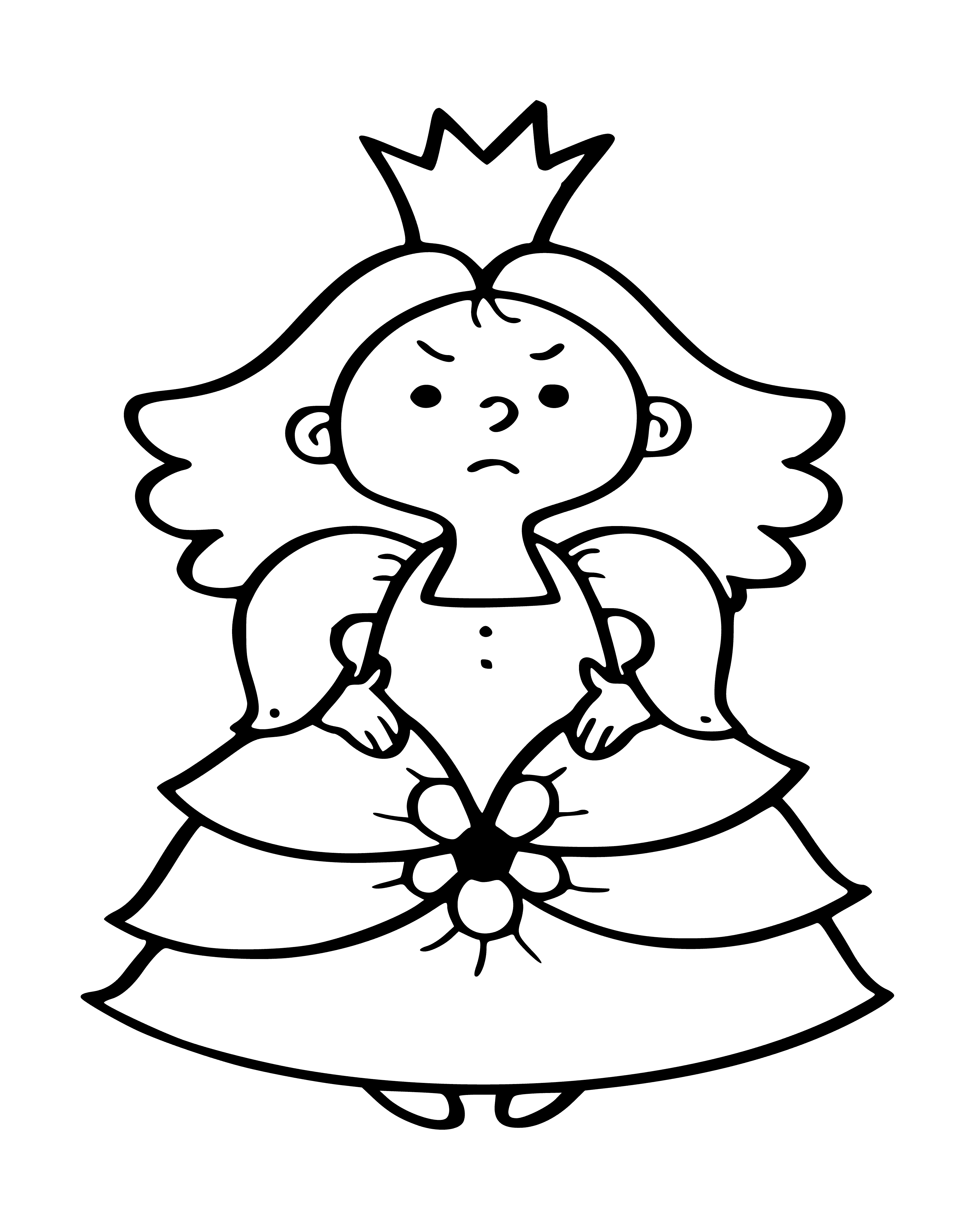 coloring page: Two tiny kings wearing crowns, one standing and one kneeling, laugh with open-mouth grins. #kings#laughing