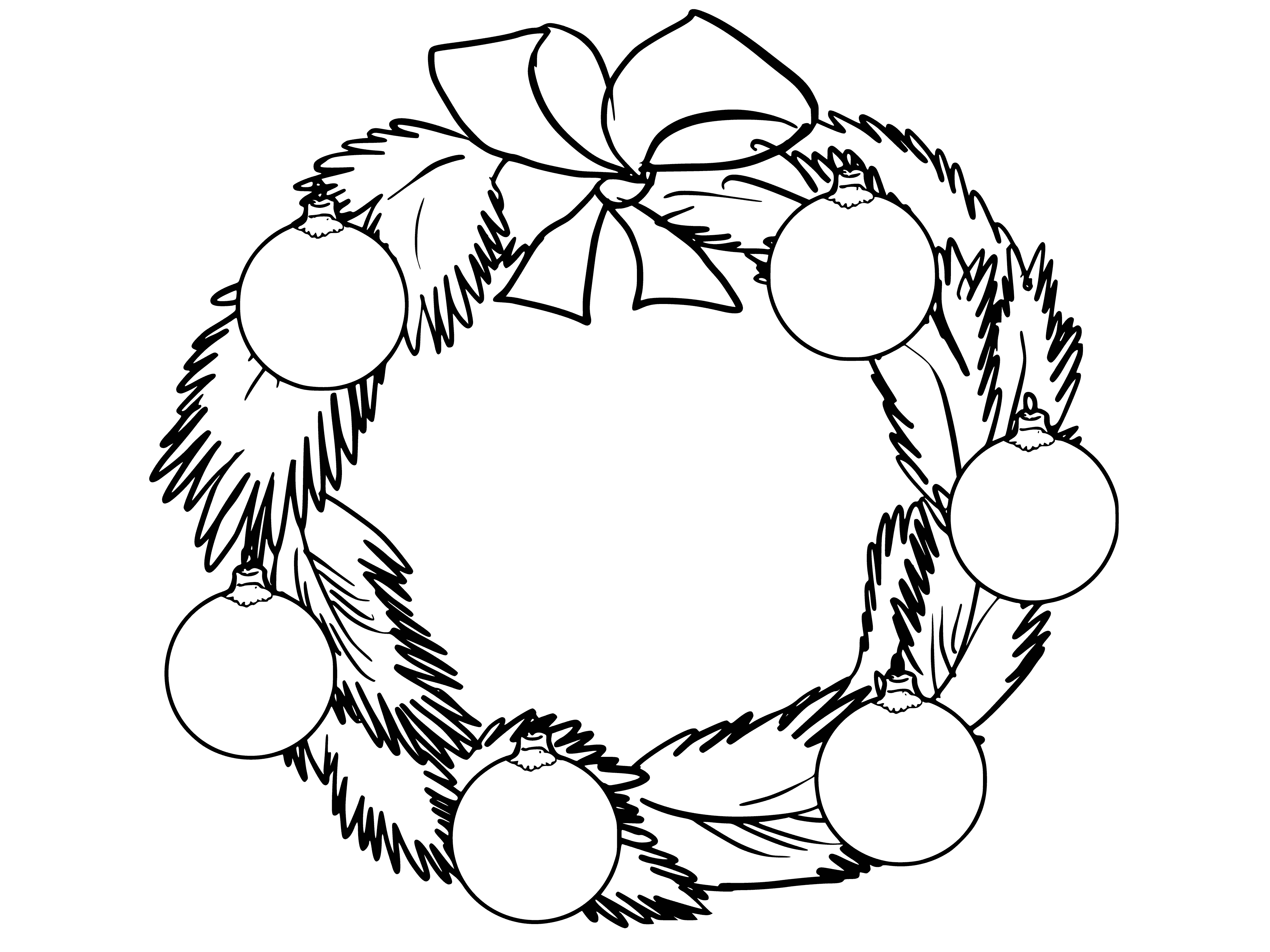 coloring page: Christmas wreath with red leaves, green leaves, and red berries. Finished with a red bow. #ChristmasDecor