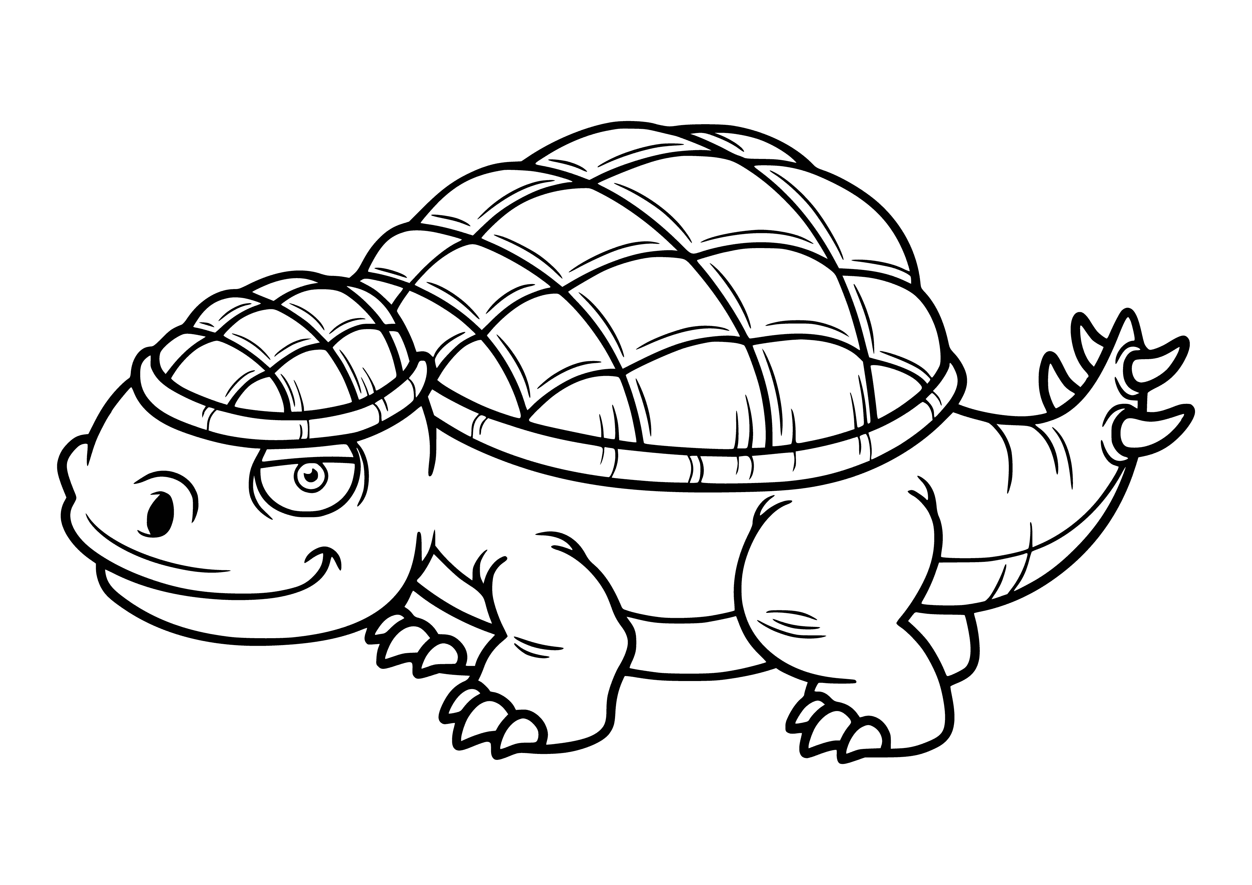 coloring page: Dino with long tail, small head and spikes stands on four legs in coloring page.