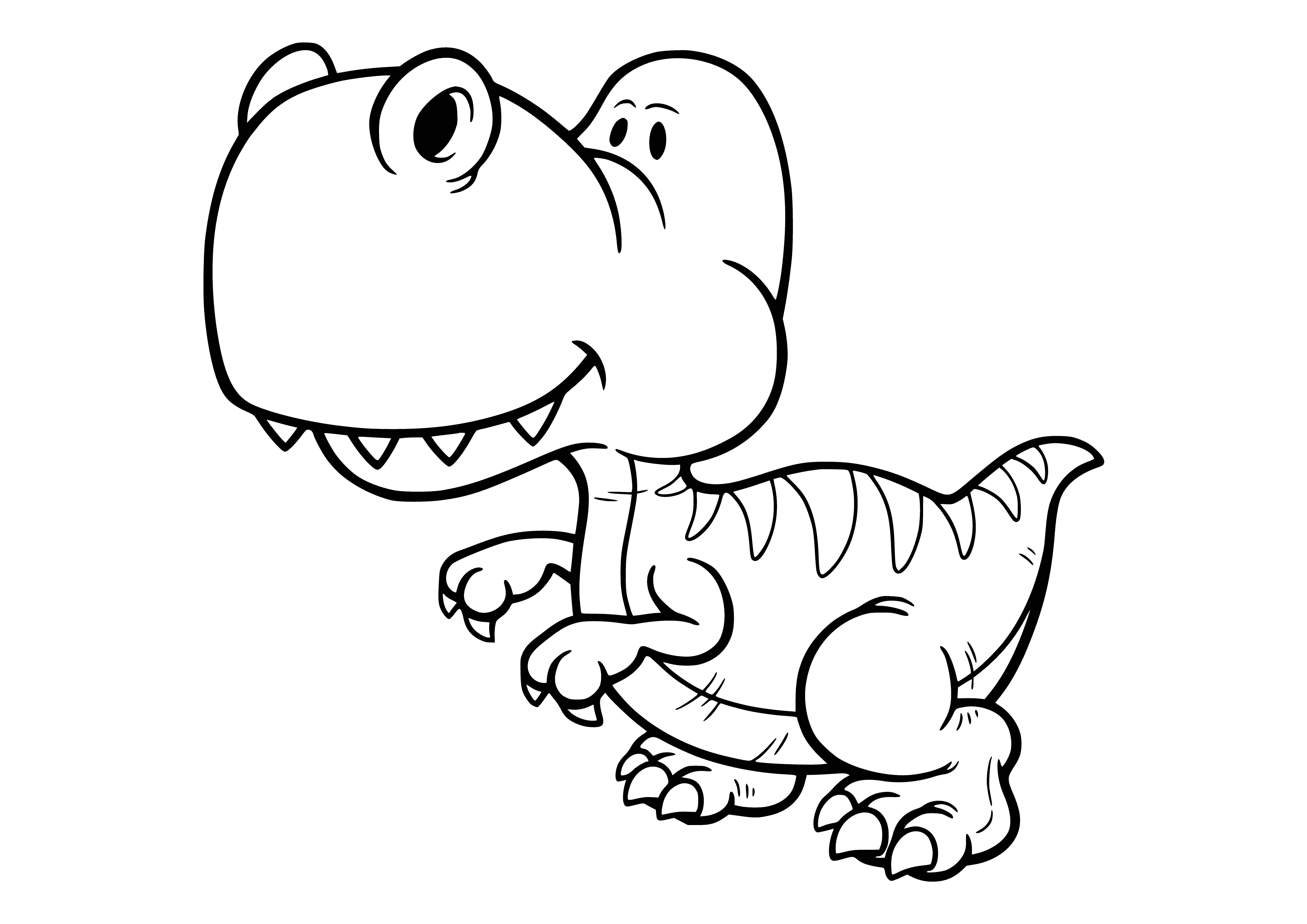 coloring page: A small, brown dinosaur with long tail, small pointy wings, skinny legs and sharp claws has red stripes on its back.