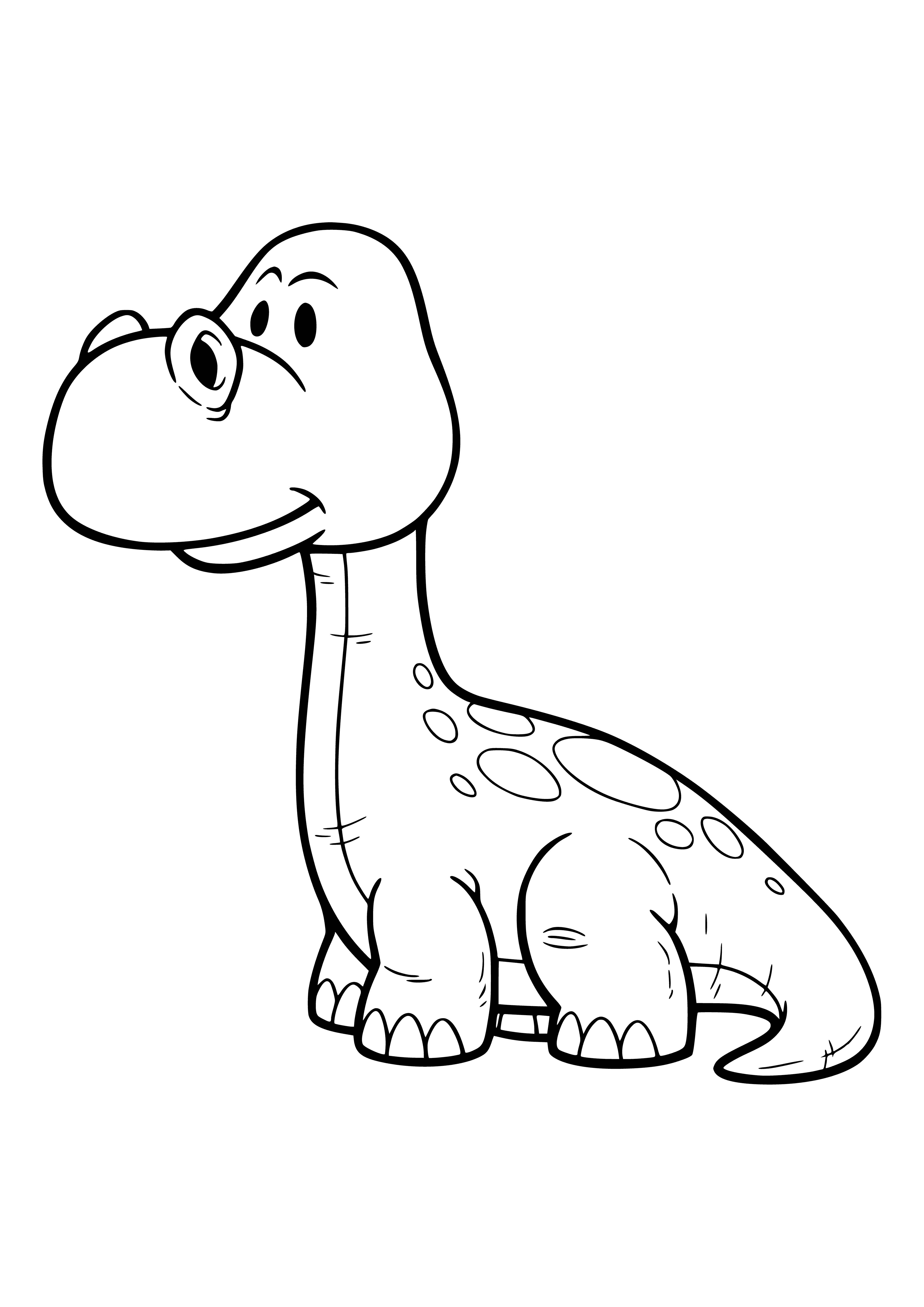 coloring page: The Apatosaurus is a large, gray dino with a long neck, beak-like mouth and thick, clawed feet. #Dinosaurs