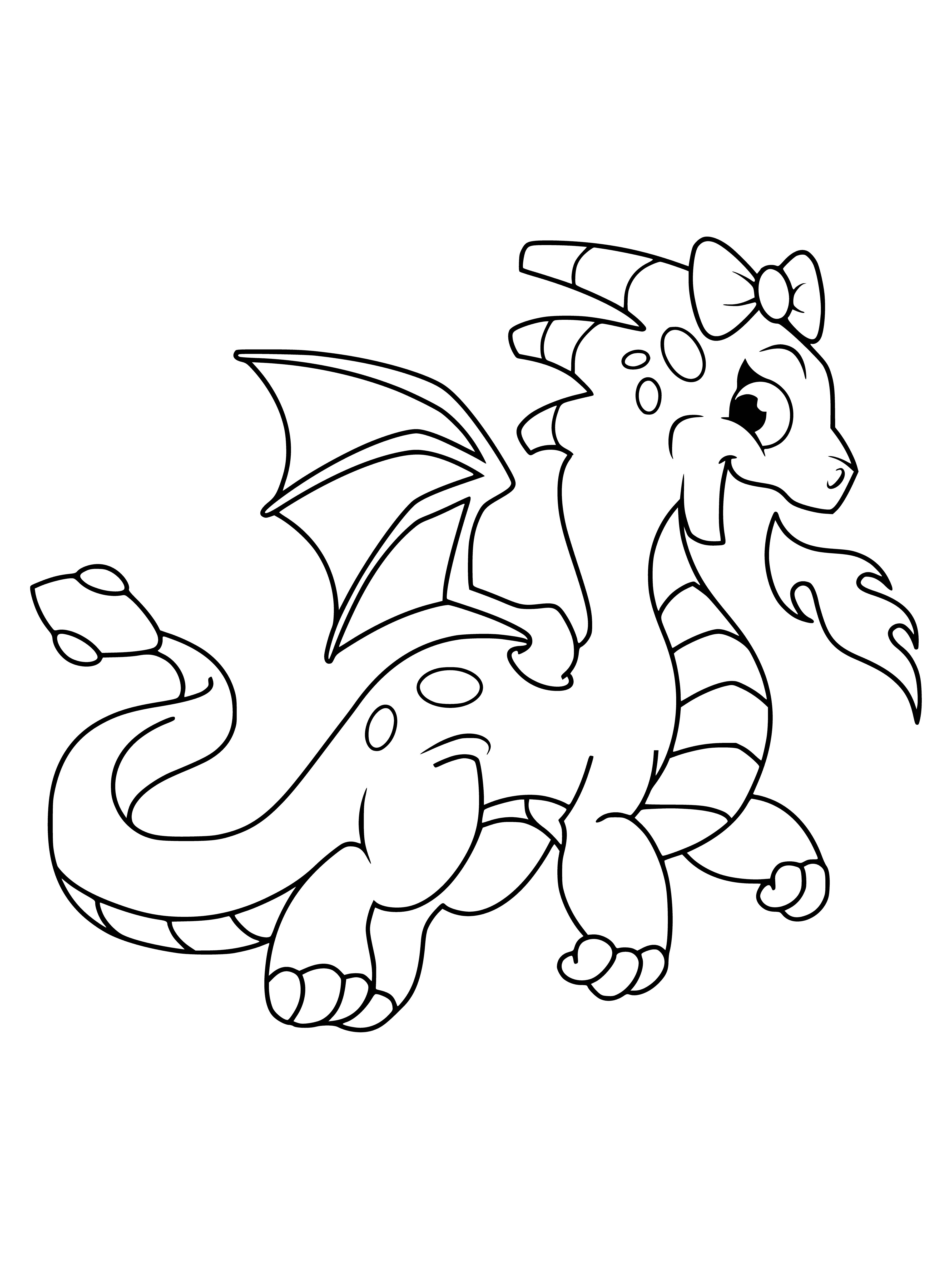 The dragon starts a fire coloring page